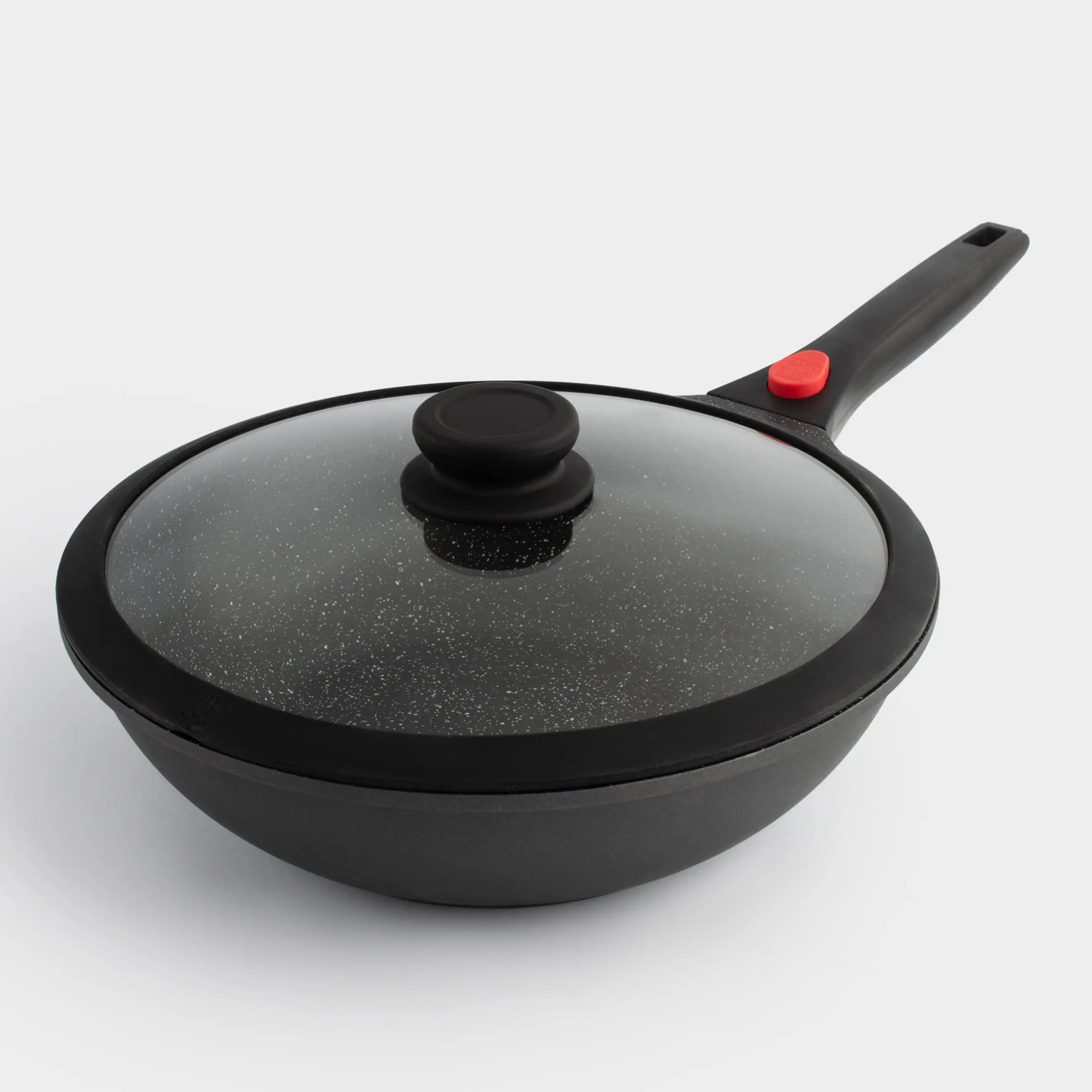 Wok, 28 cm, with lid, removable handle, coated, aluminum, Solution Red 2, image-0