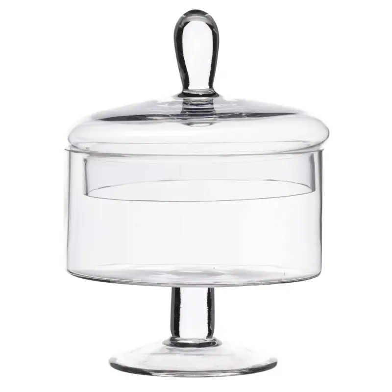 Candy bowl, 13x17 cm, 750 ml, on the leg, with lid, glass, Clear ,image-0