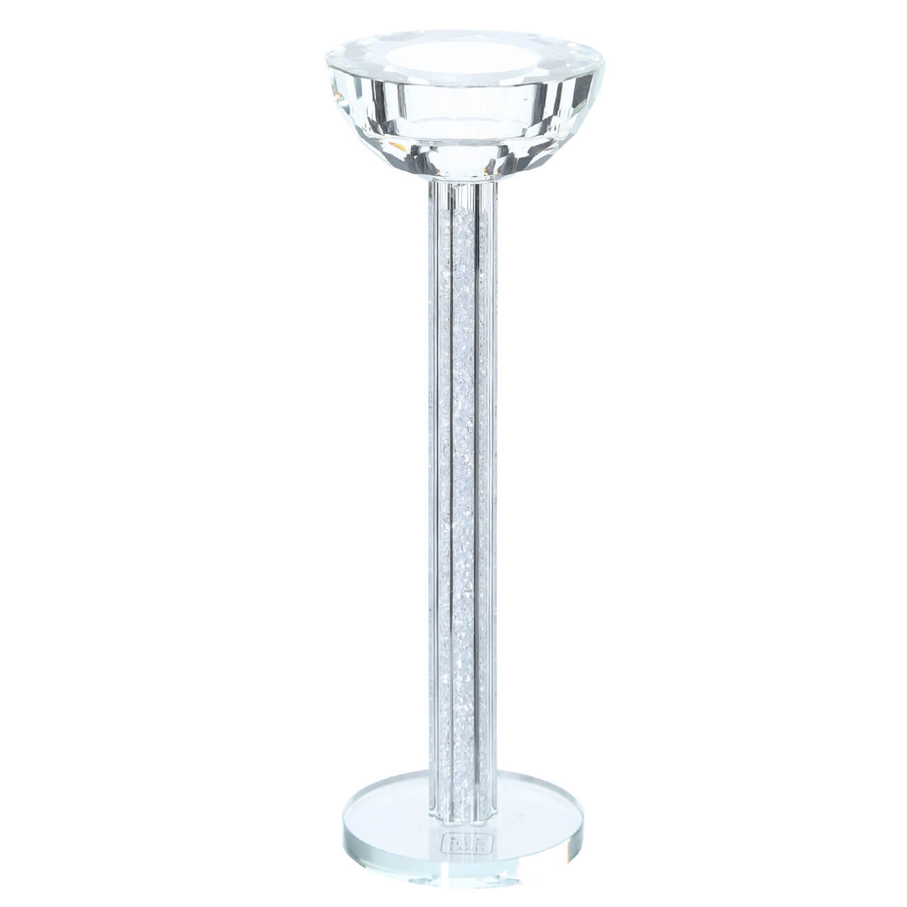 Candle holder, 23 cm, on a leg, glass / rhinestones, Crystal, Crystal