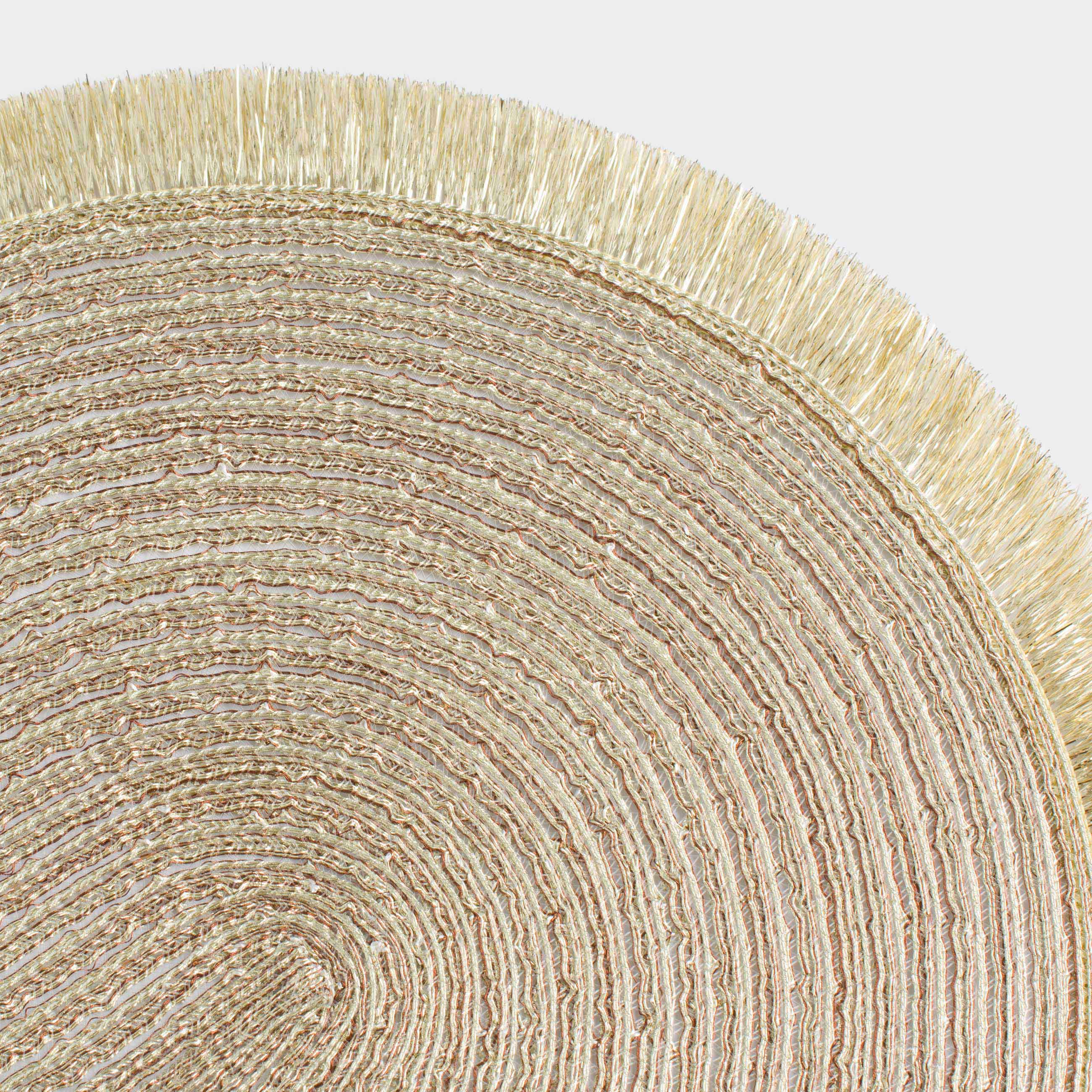 Placemat, 30x45 cm, fringed, polyester, oval, golden, Rotary shine
