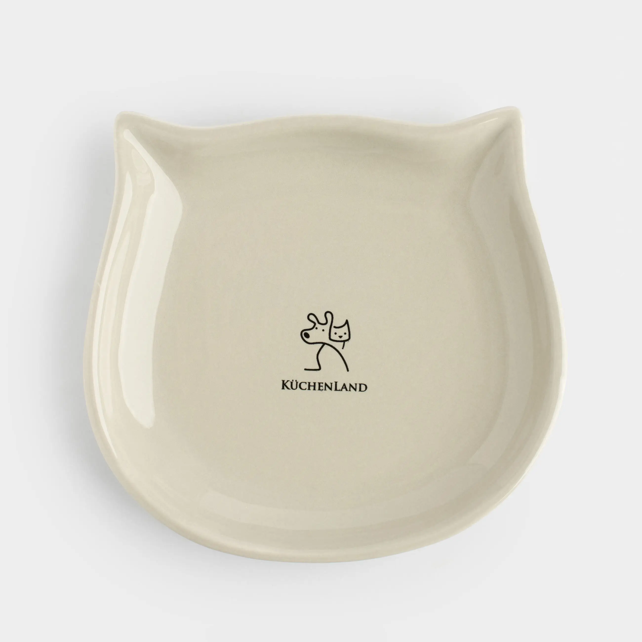 Pet bowl, 14x13 cm, 100 ml, flat, ceramic, grey, Cat, Whiskers, image-0