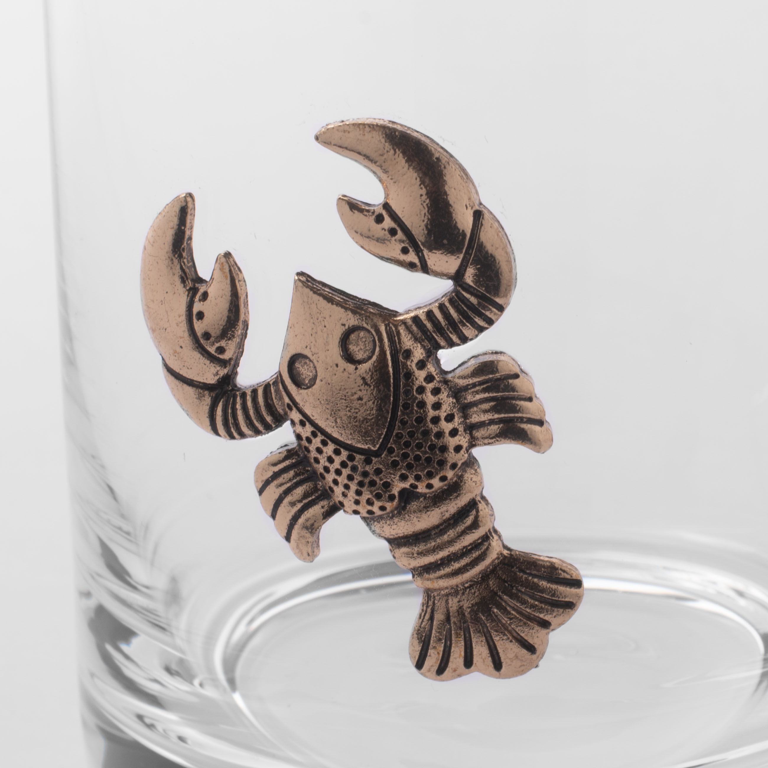 Whiskey glass, 10 cm, 340 ml, glass / metal, golden, Cancer, Zodiac, image-2