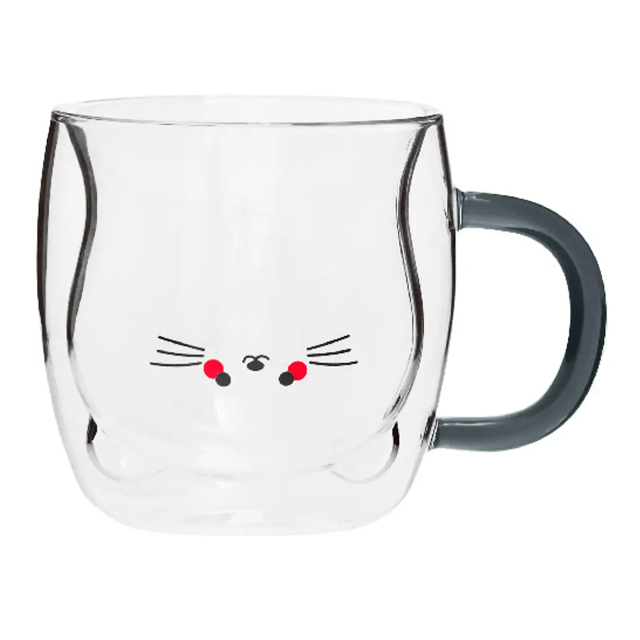Mug, 300 ml, glass B, Cat upside down, Air shape, image-0
