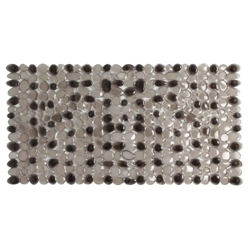 Bath/shower mat, 35x70 cm, with suction cups, PVC, Rectangular, Dark gray, Stones, Pebble ,image-0