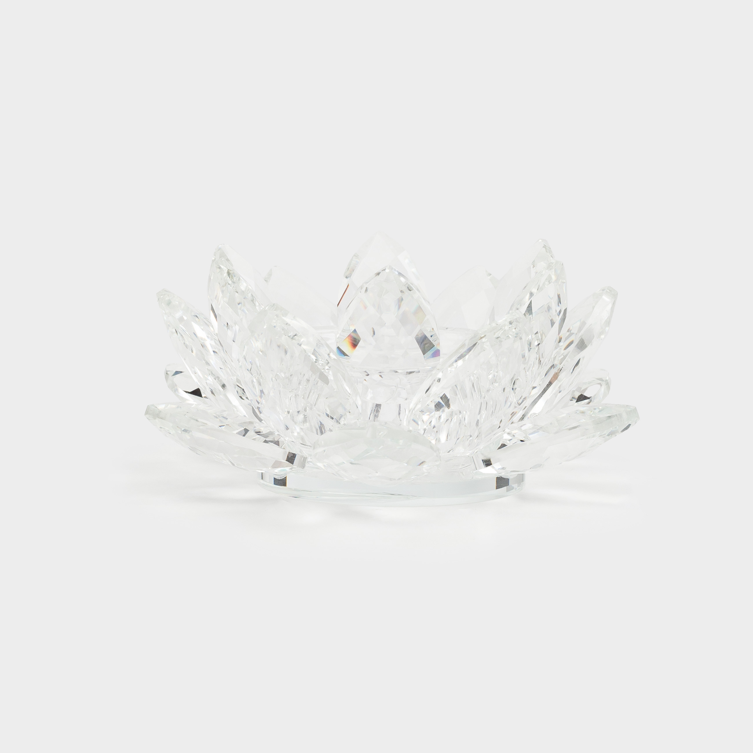 Candlestick, 11 cm, for a tea candle, glass, Flower, Crystal flower