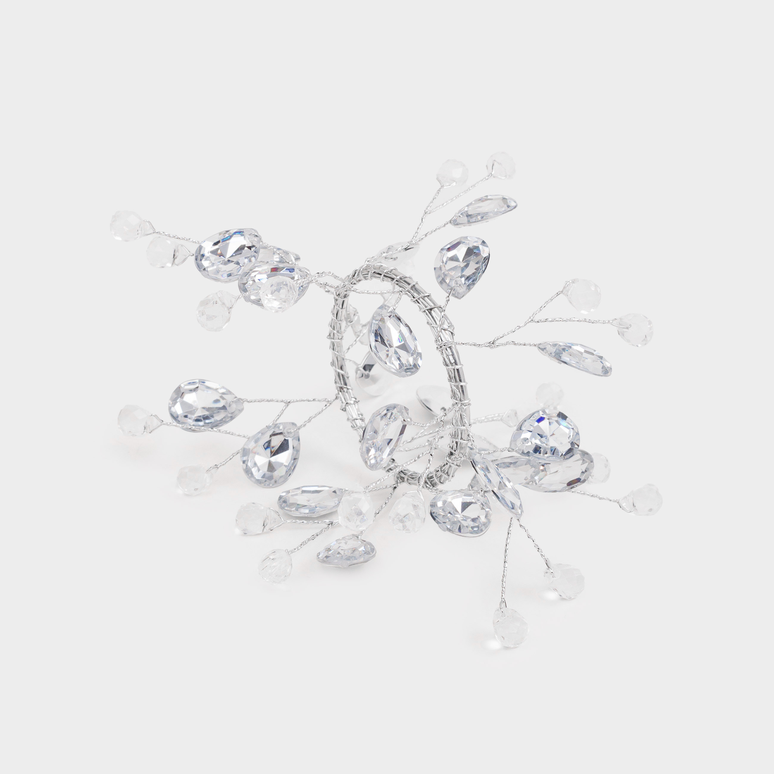 Napkin ring, 5 cm, plastic / acrylic, silver, Crystals, Crystal decor