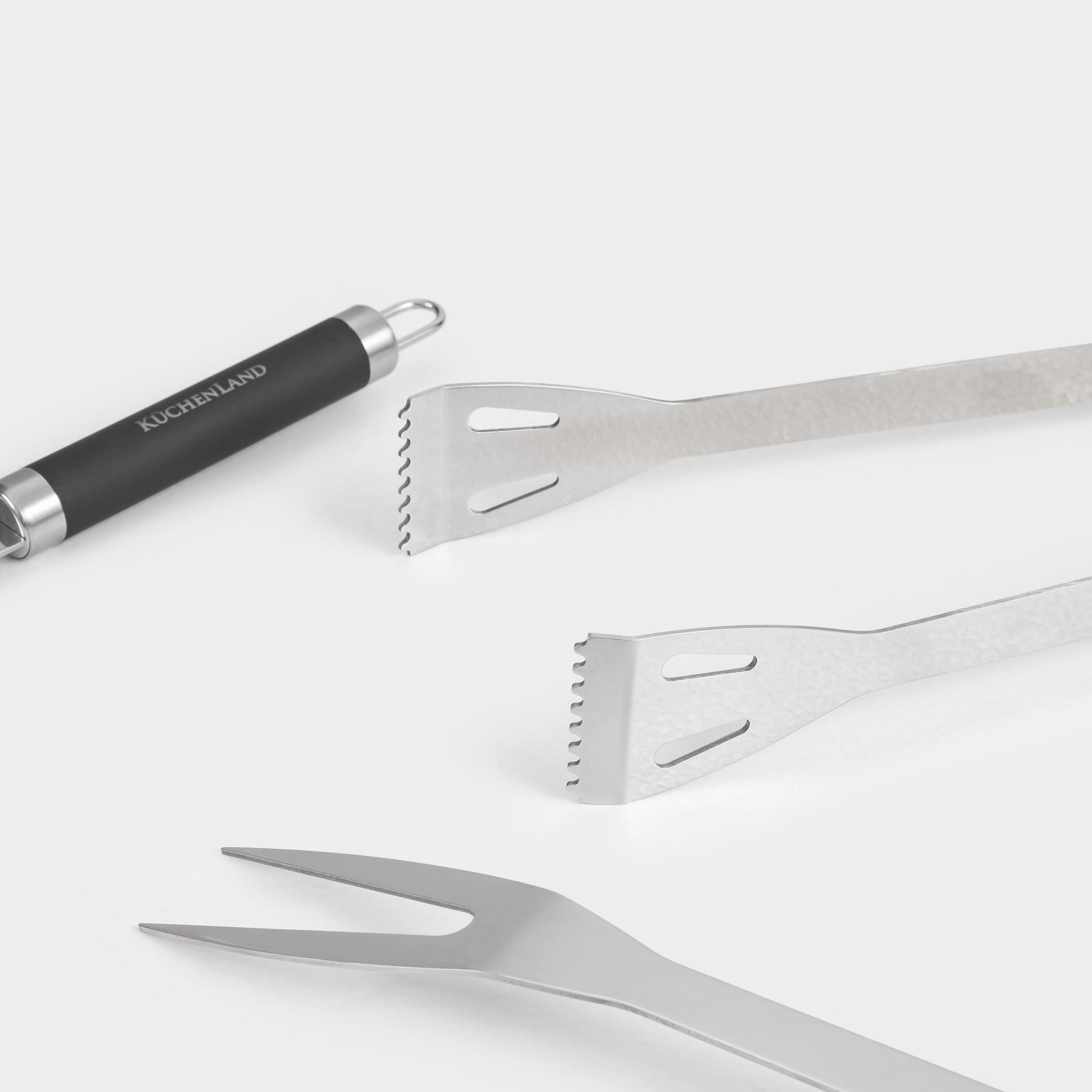 BBQ set, 3 items, in leather case, steel / plastic / eco-leather, BBQ, image-3