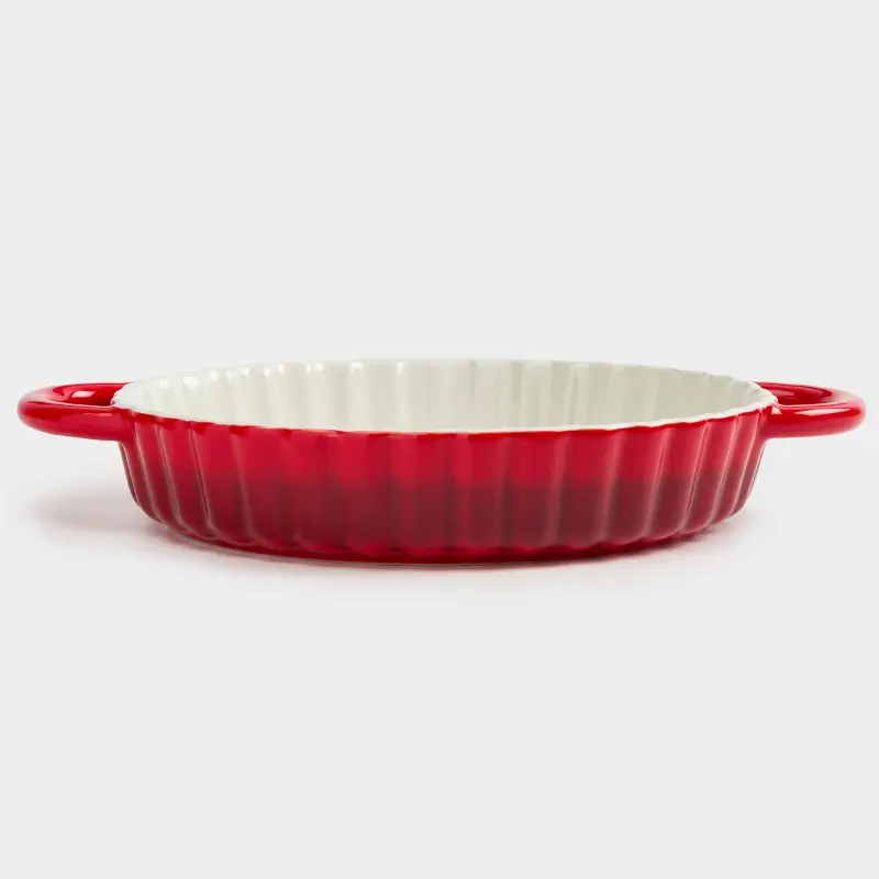 Baking dish, 28 cm, ceramic, round, burgundy, Gradient, Cakes gradient ,image-0