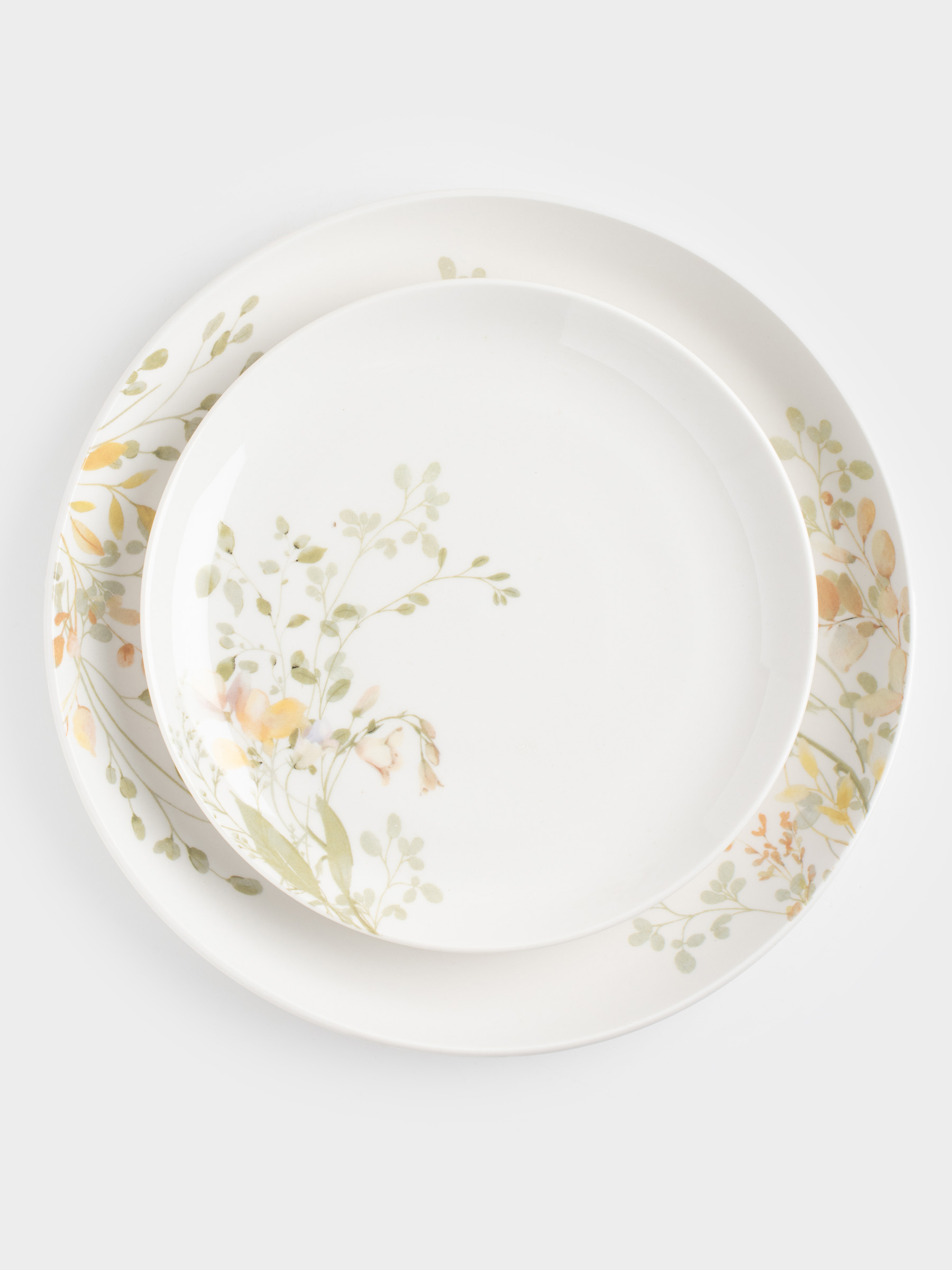 Dining set, 6 pers, 19 pr, porcelain N, white, Flowers and leaves, Floreale, image-3