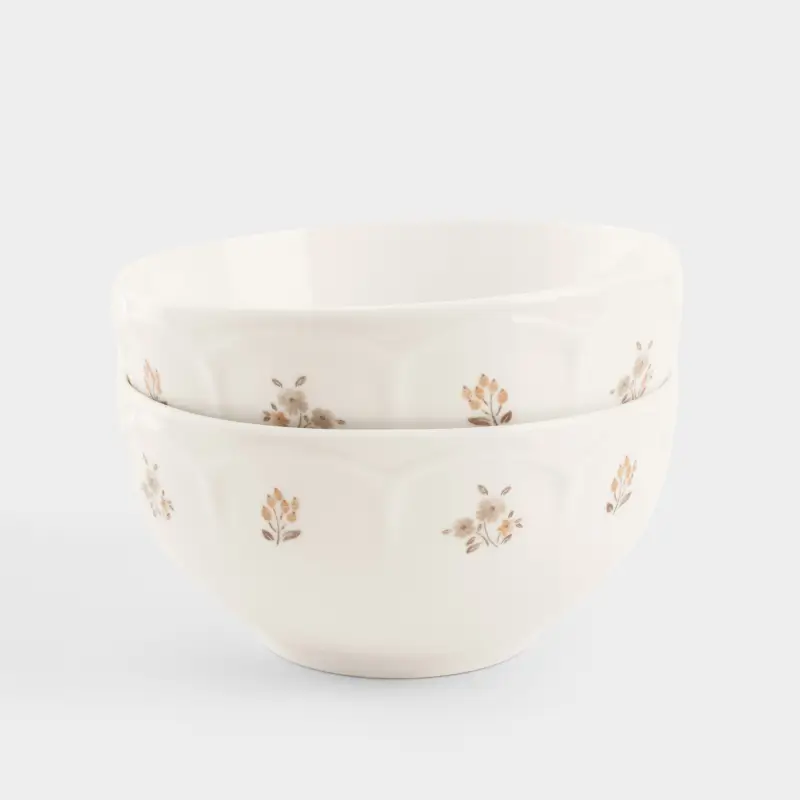 Bowl, 14x7 cm, 2 pcs, porcelain N, white, Vintage flowers, La flore ,image-0