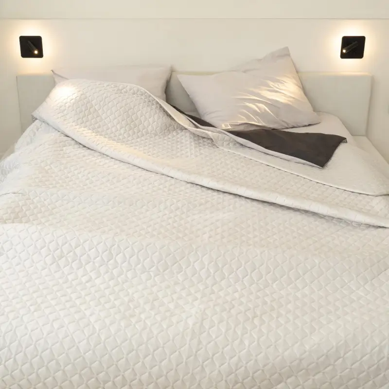 Bedspread, 220x240 cm, quilted, corduroy/microfiber, beige-gray, Stitch velvet
