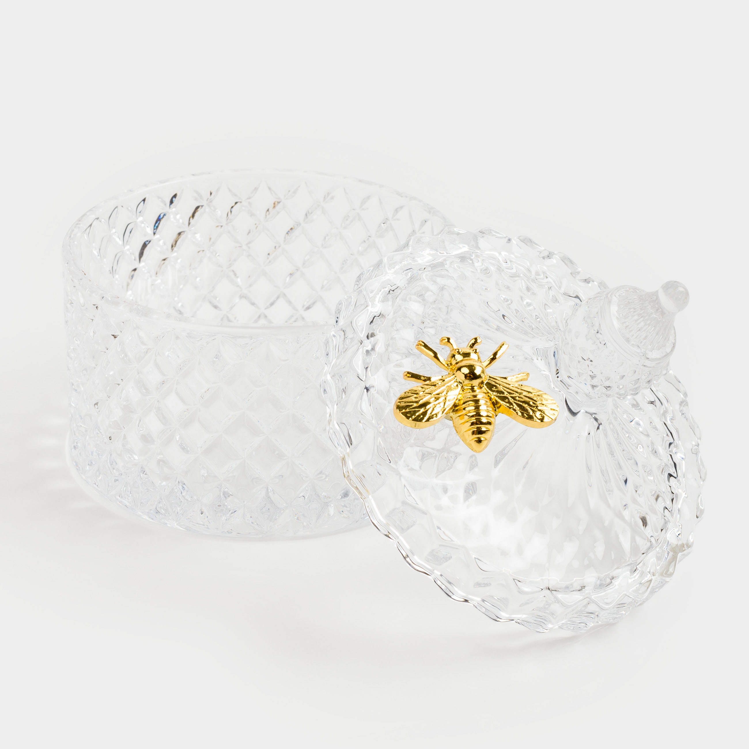 Storage container, 13x11 cm, 320 ml, steclo R / metal, Bee, Honey