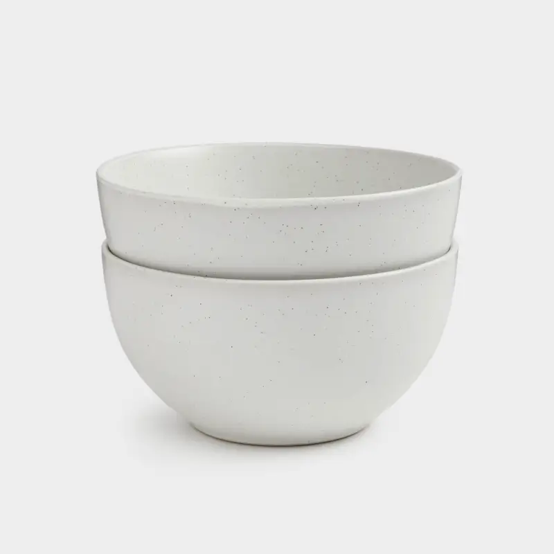 Soup plate, 14x7 cm, 2 pcs, ceramic, milk, speckled, Particle
