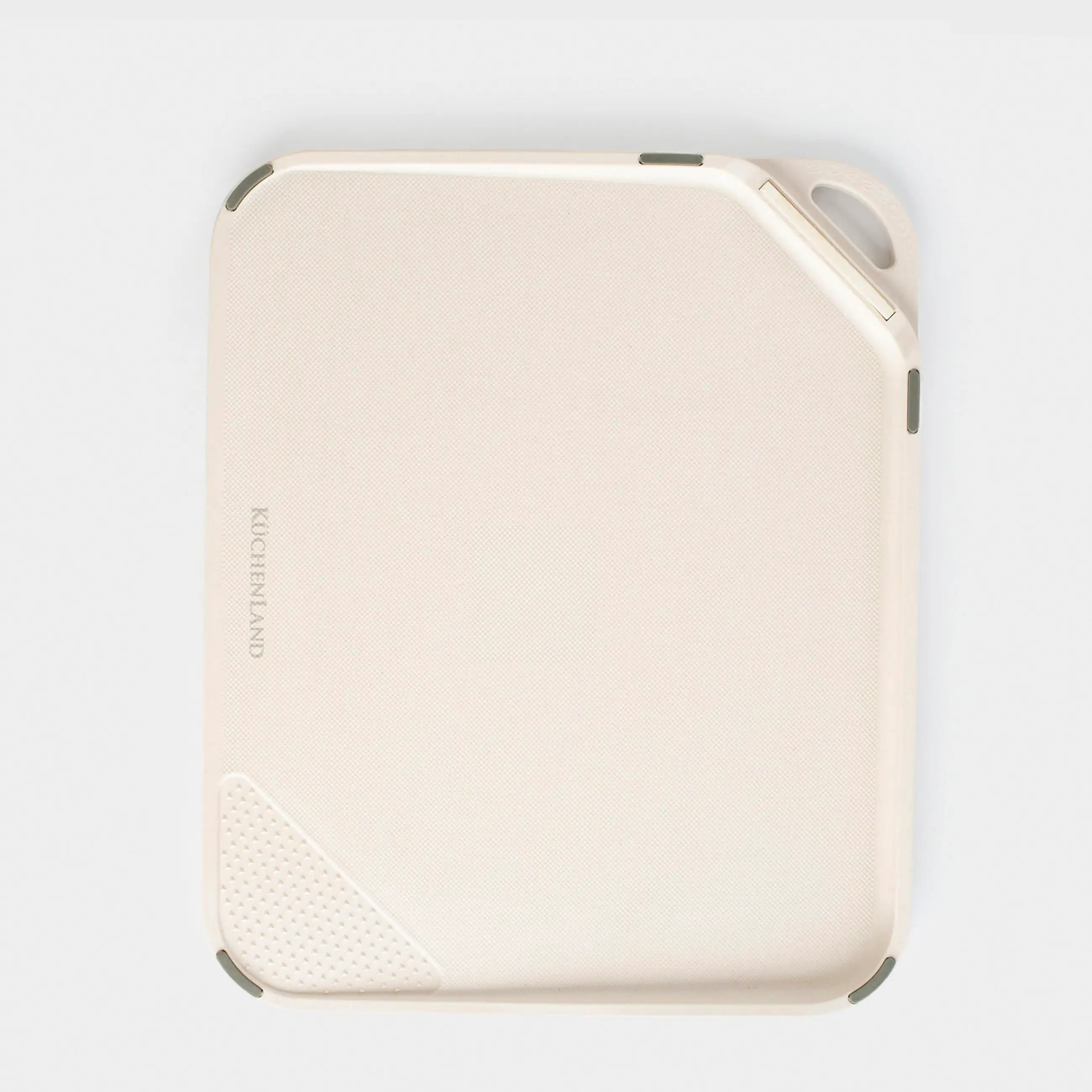 Cutting board, 23x28 cm, with sharpener / garlic grater, plastic, beige, Soft kitchen