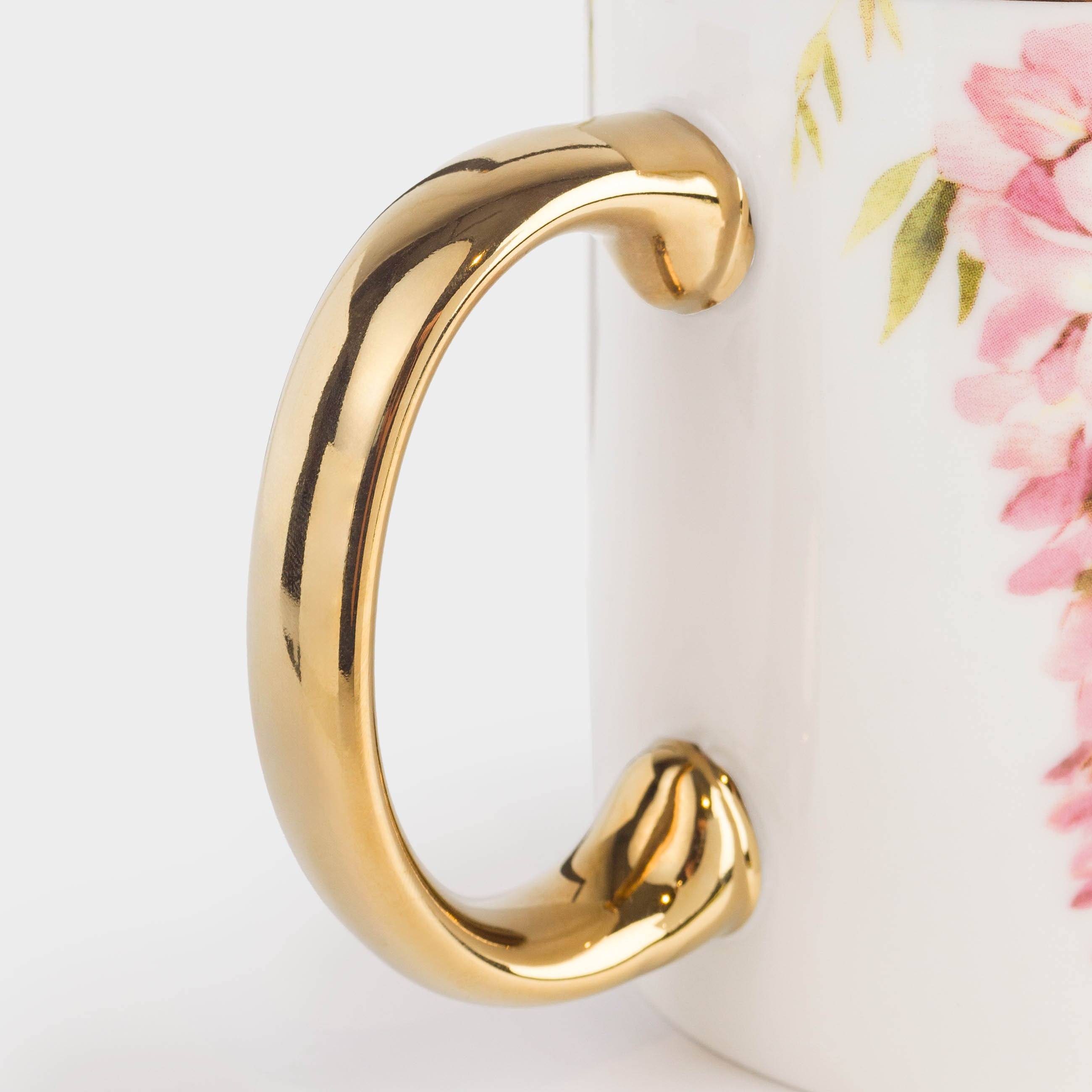 Mug, 350 ml, porcelain N, white-gold, Wisteria, Flower garden, image-5