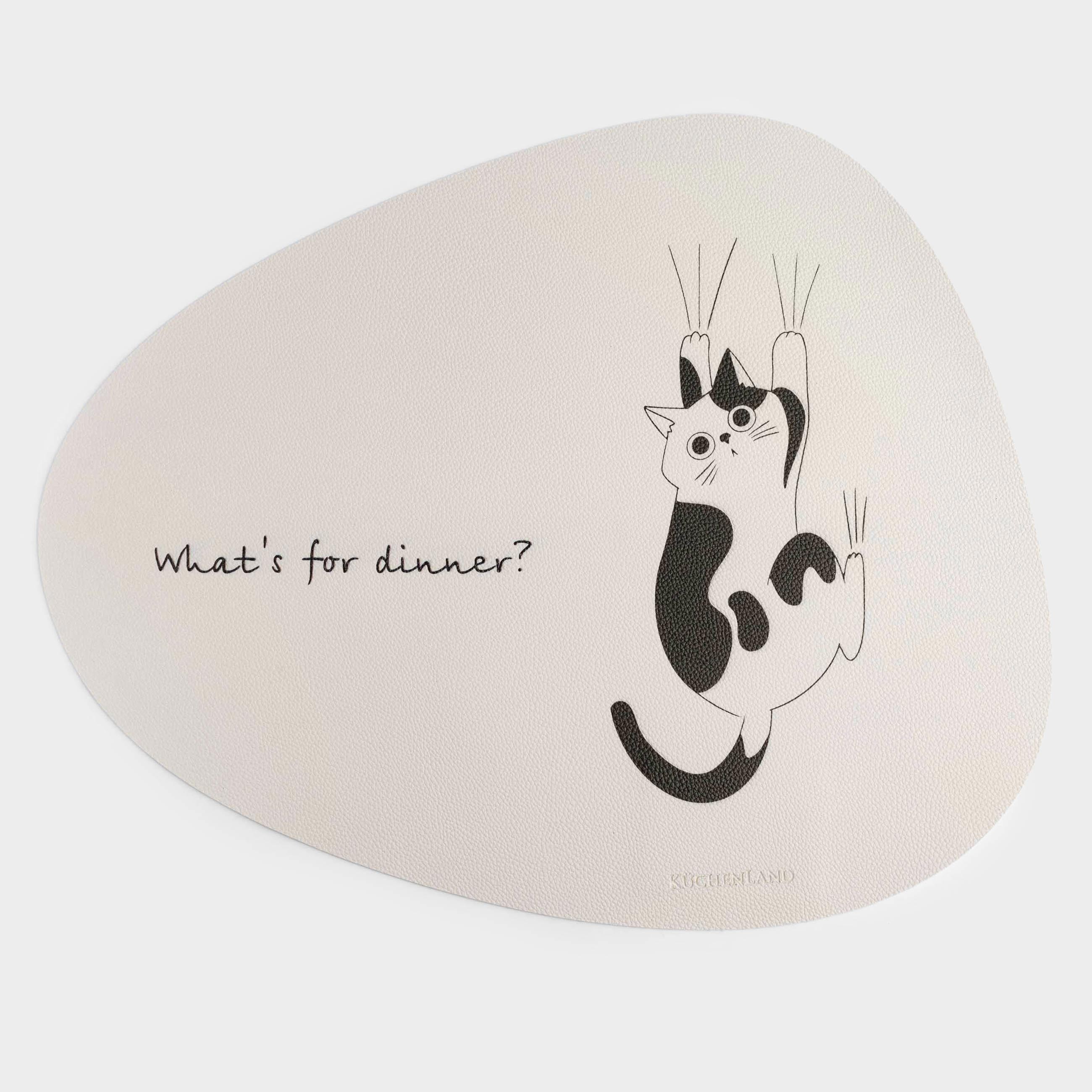 Placemat, 37x45 cm, PVC, shaped, milky, Cat, Rock print, image-0