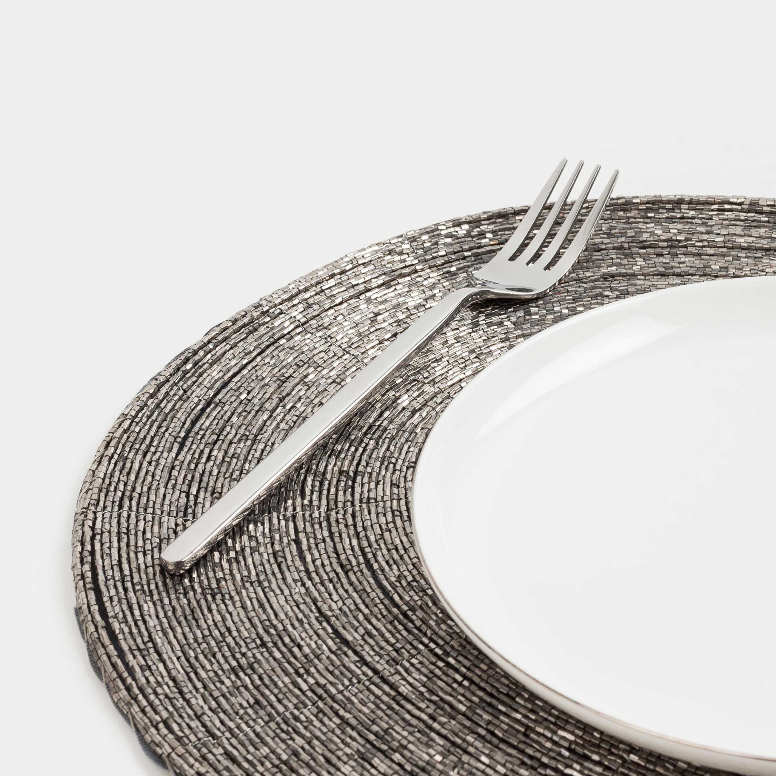 Napkin for appliances, 31x41 cm, beads, oval, dark gray, Shiny beads, image-3
