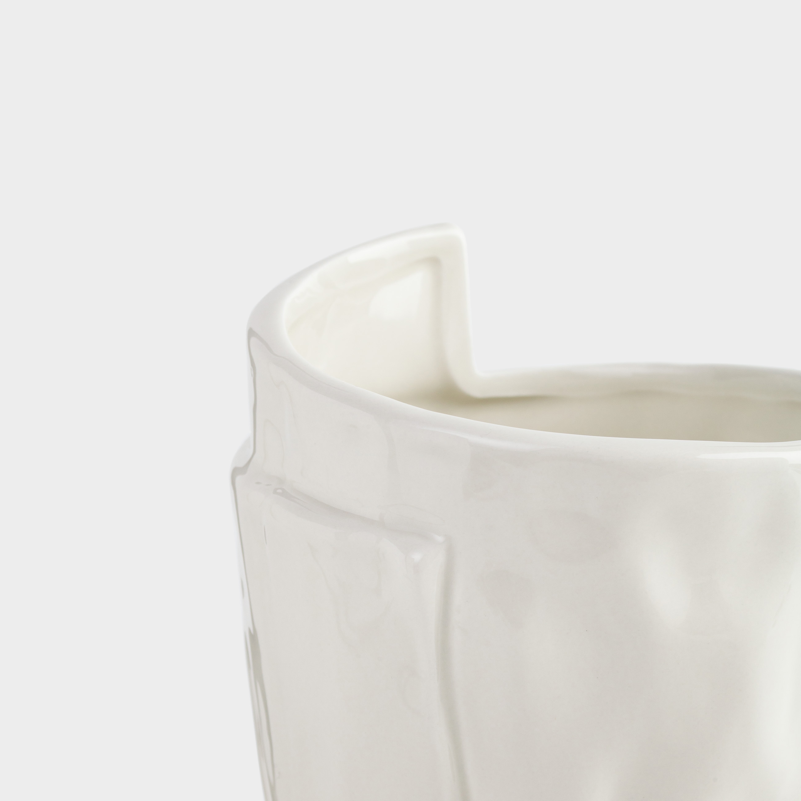 Flower vase, 26 cm, decorative, ceramic, milky, Bouquet with bow, Crumple