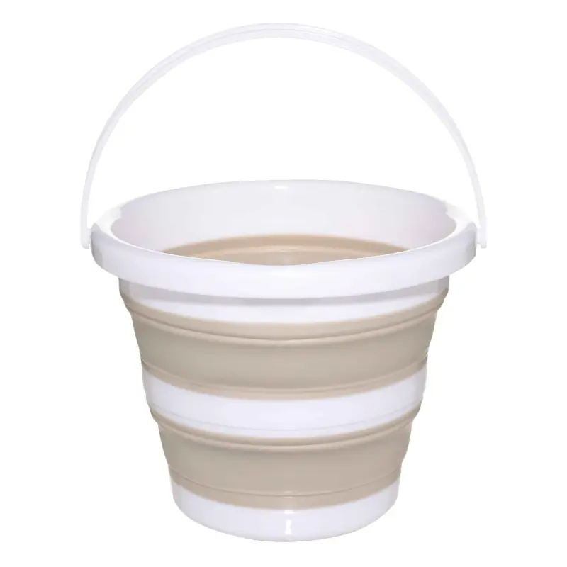 Foldable bucket, 5 l, plastic / rubber, grey-beige, Foldaway ,image-0
