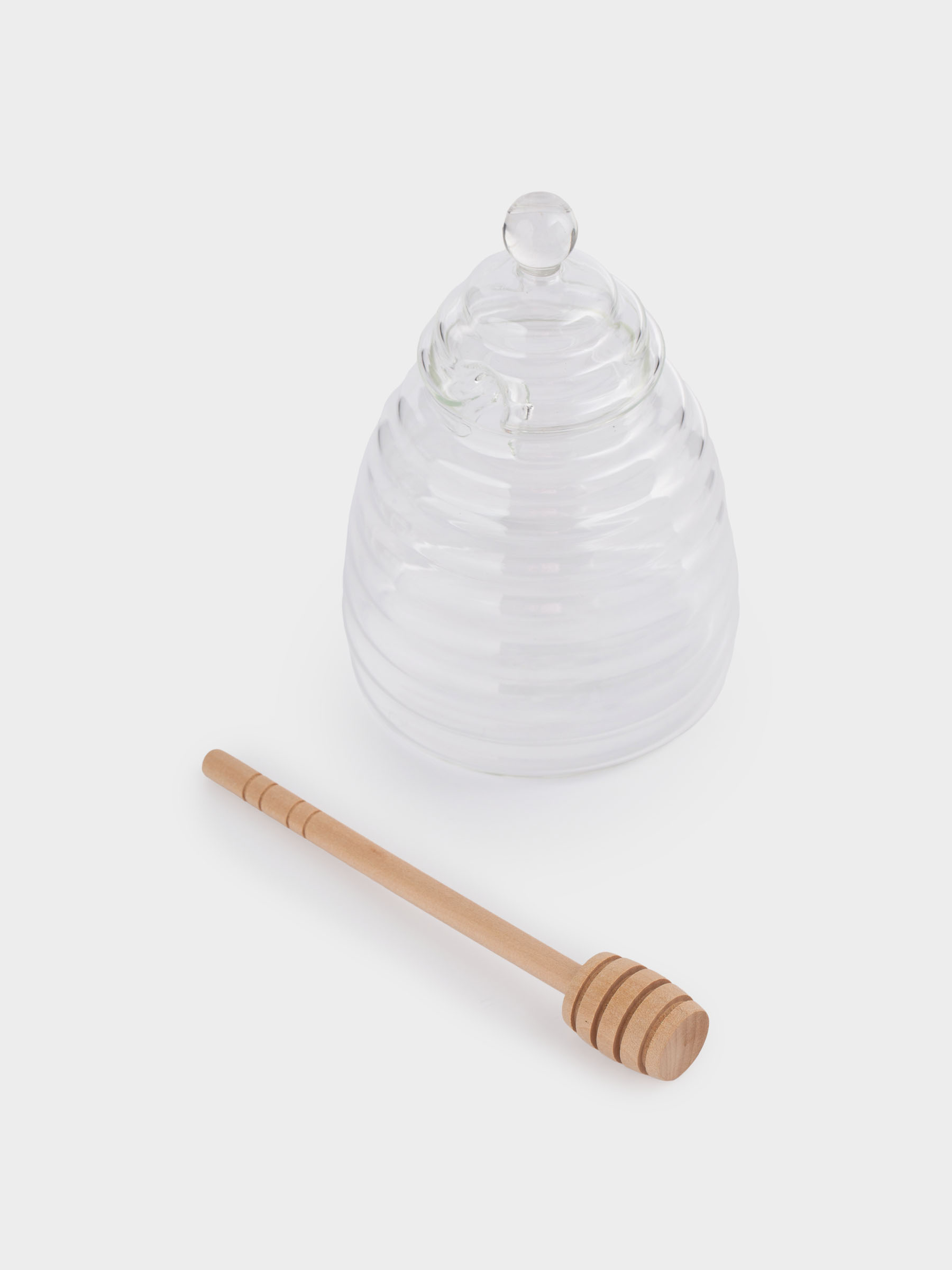 Honey jar, 470 ml, with spoon, Used glass / wood, Honey, image-5