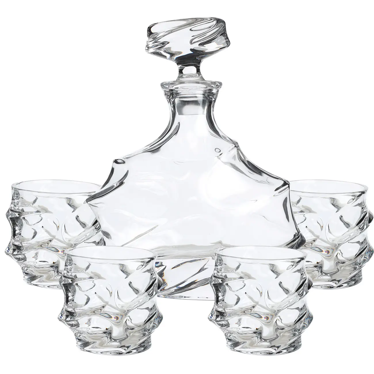 Drink set, 4 pers, 5 items, decanter / glasses, glass R, shaped, Peak, image-0