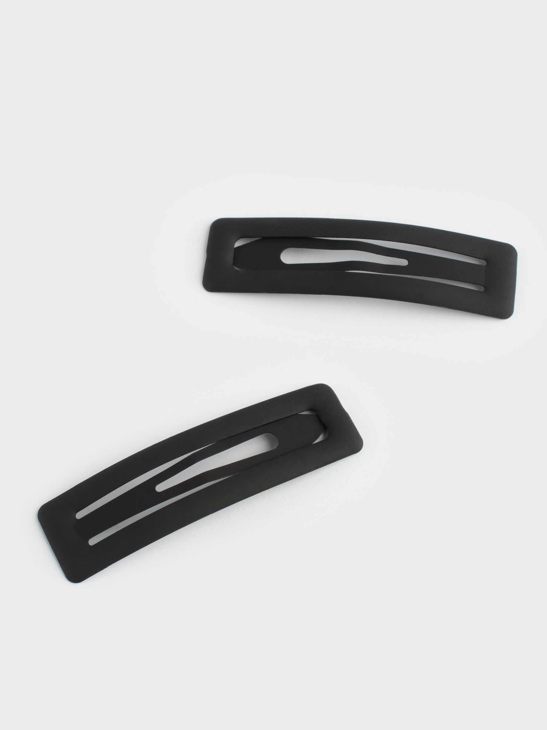 Hair clip, 7 cm, 2 pcs, metal, Black, Basic, image-1