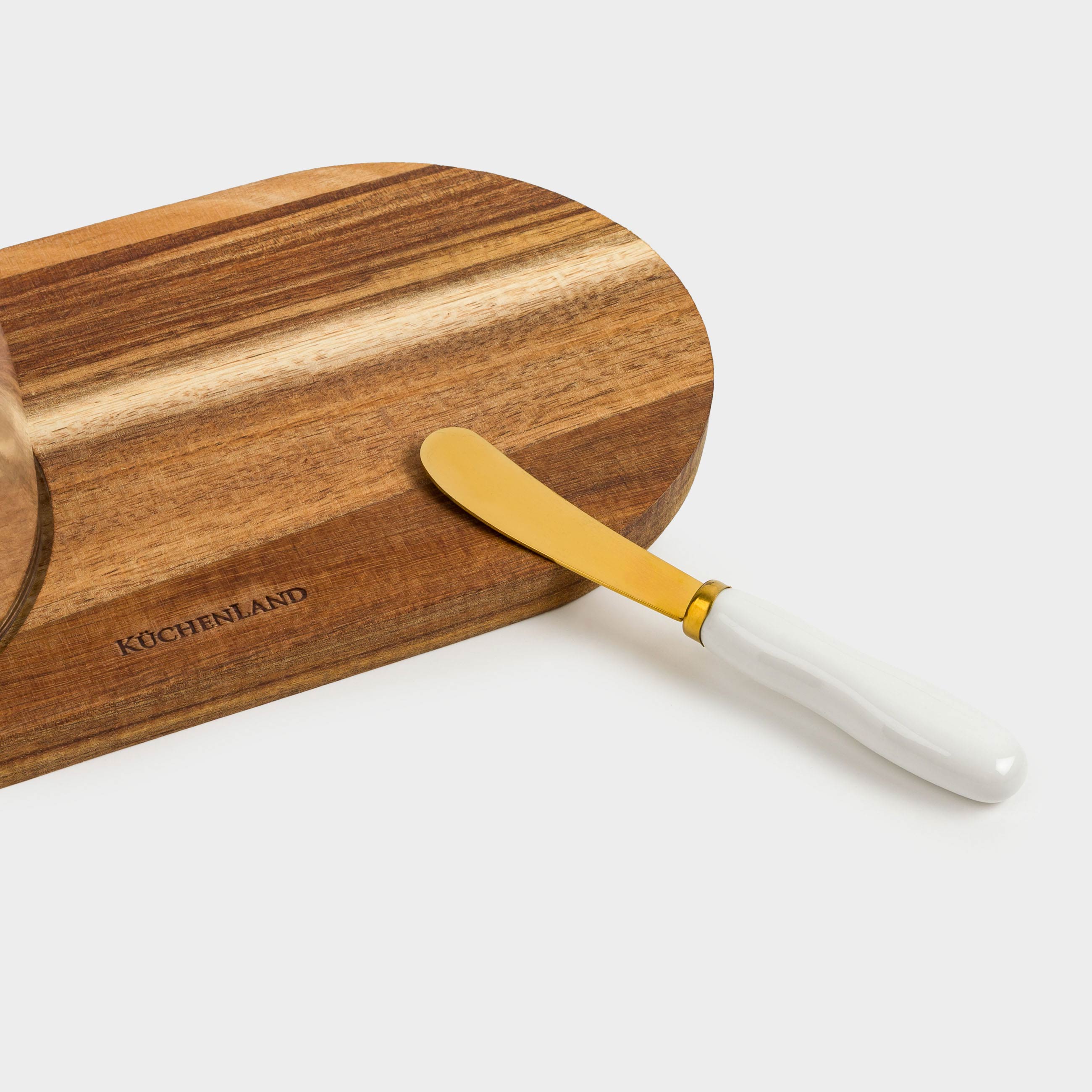 Cheese set, 3 items, dish board / dome, wood / steel / glass, Noble tree
