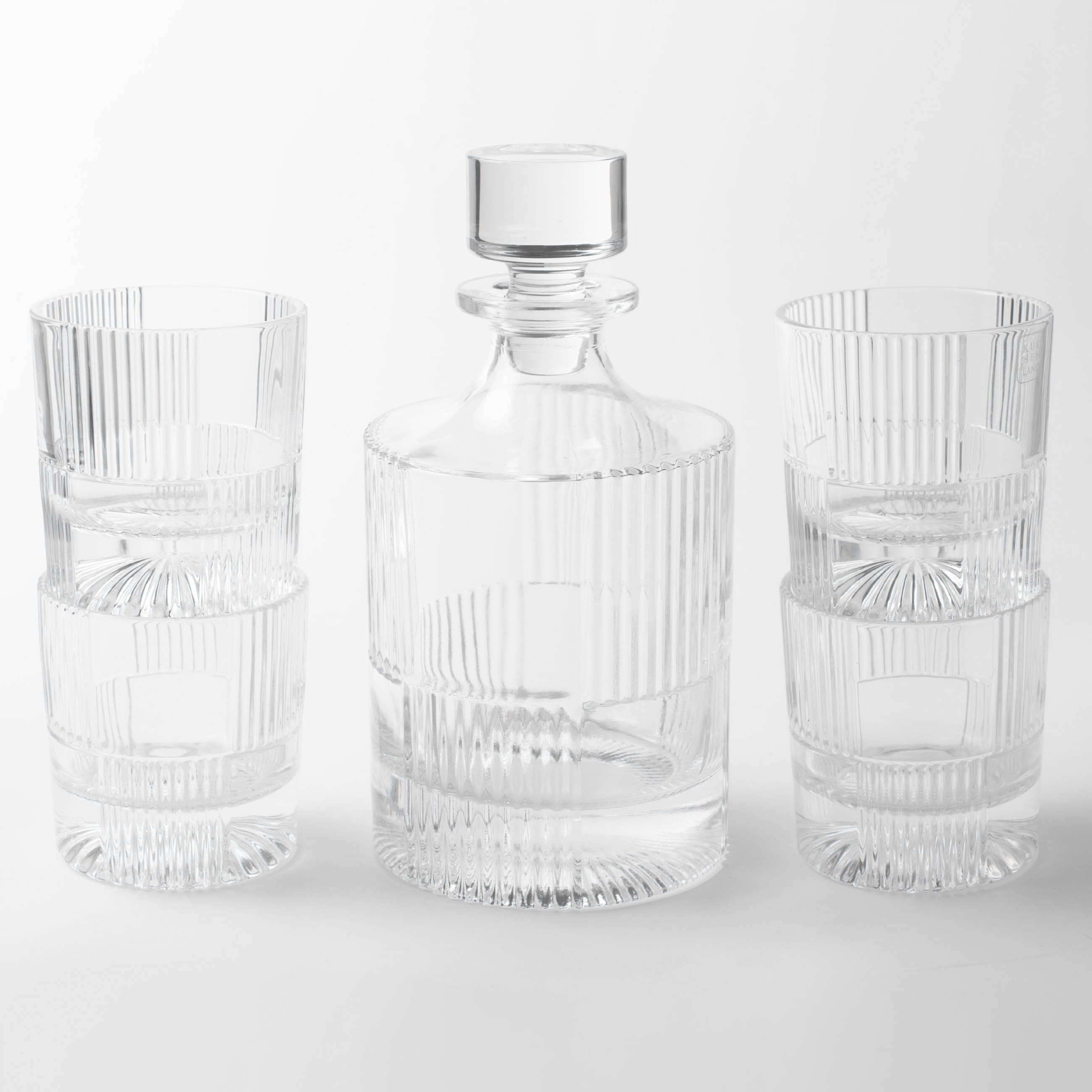 Drink set, 4 pers, 5 pr, decanter / glasses, Glass R, Ribby, image-1