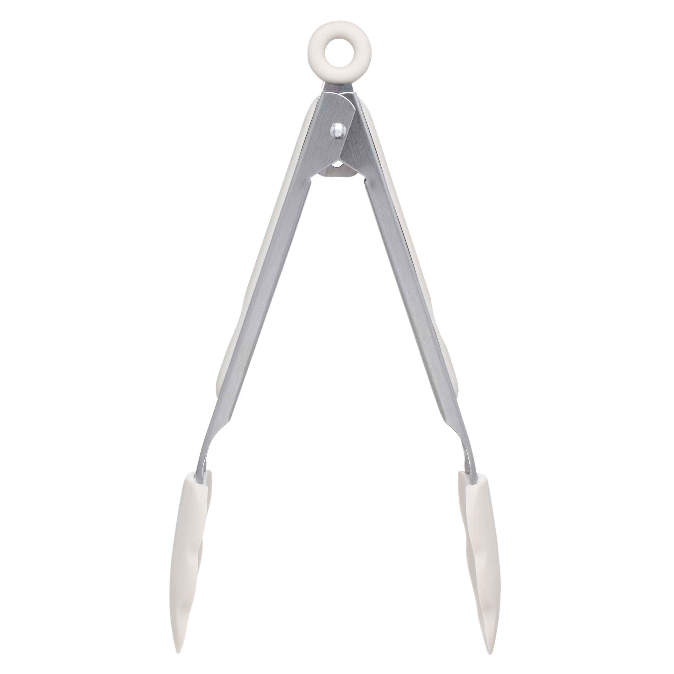 Kitchen tongs, 27 cm, silicone / steel, milky, soft kitchen