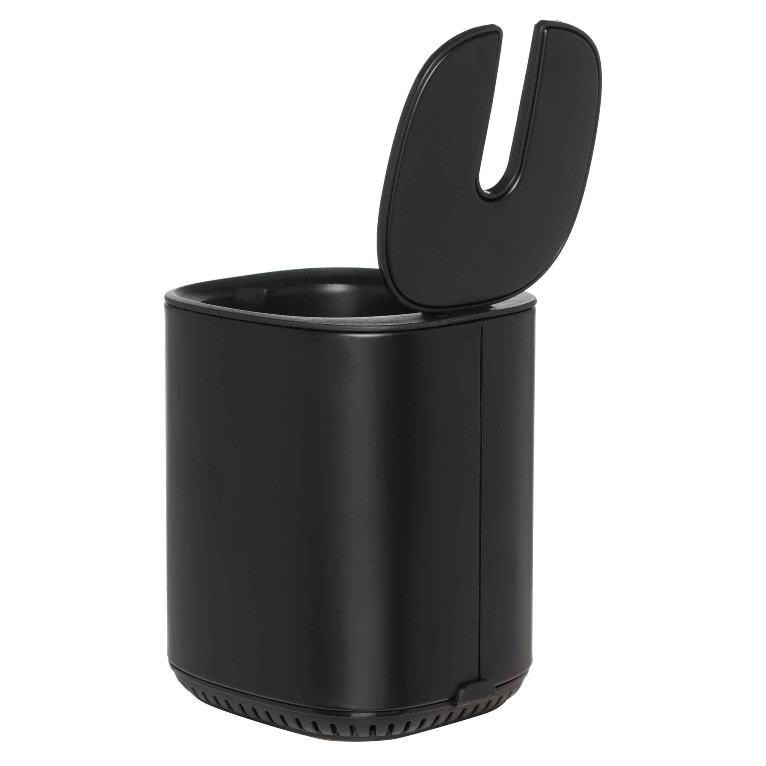 Toilet brush, 38 cm, with automatic stand, plastic / metal, black, Total black