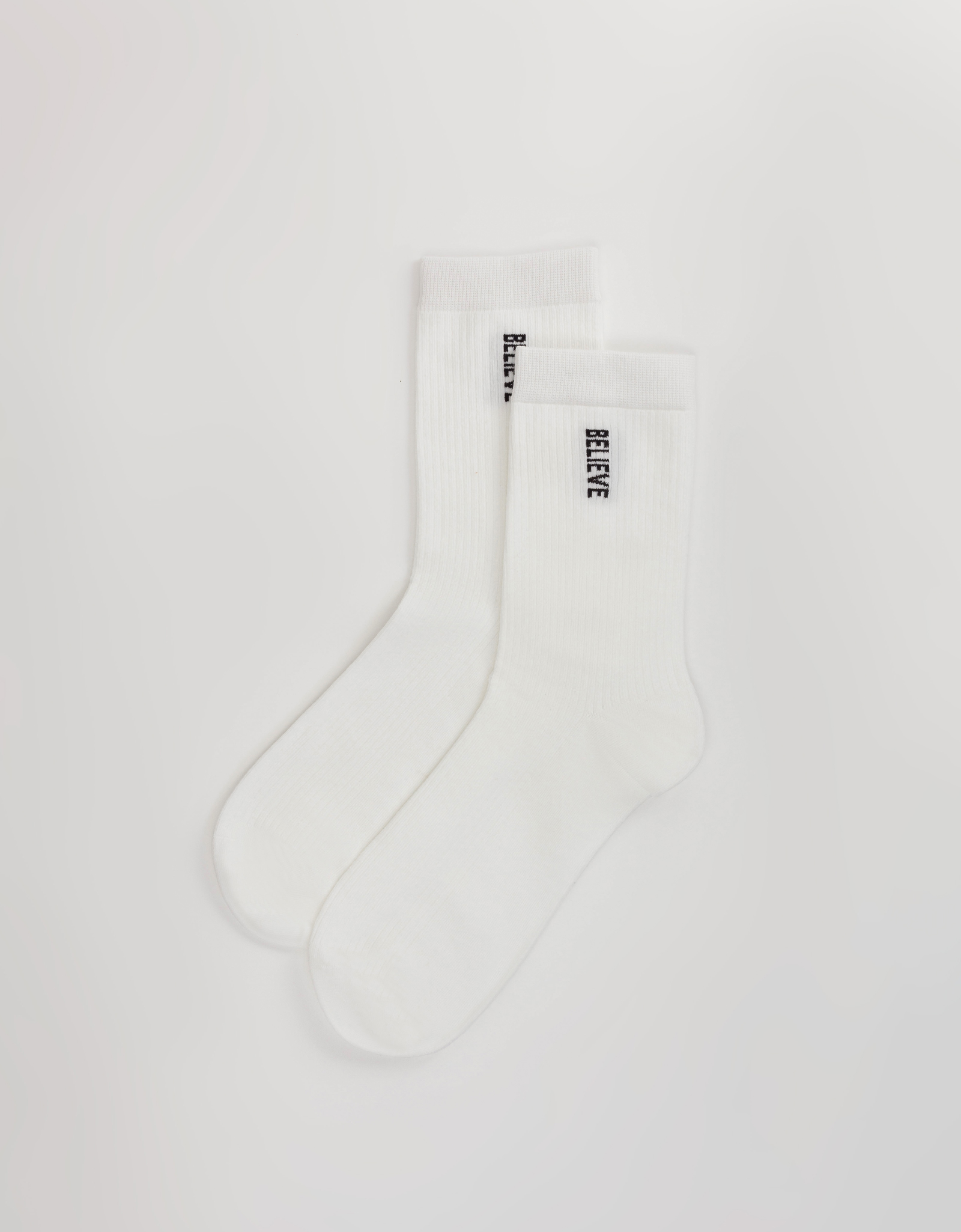 Women's socks, size 36-38, cotton / polyester, white, Believe, Rubchik font