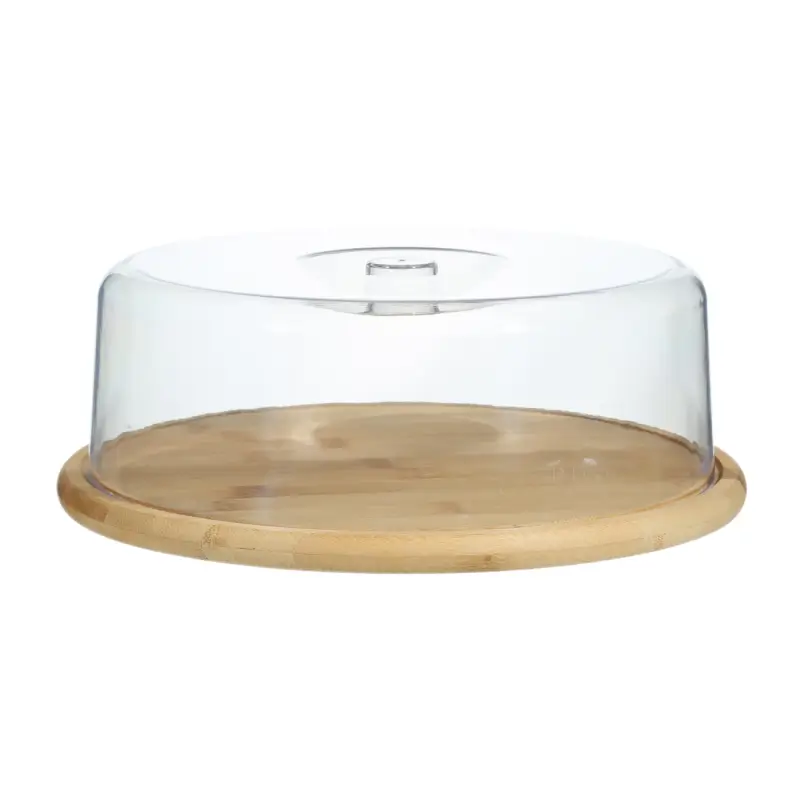 Dish with lid, 28x10 cm, bamboo / plastic, round, Crepe ,image-0