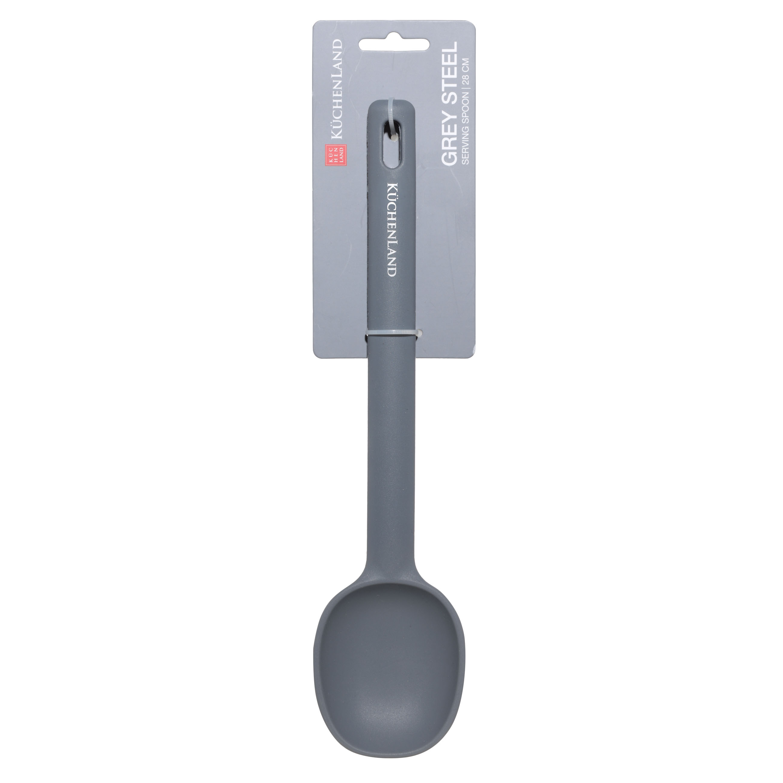 Serving spoon, 28 cm, silicone, grey, Grey steel