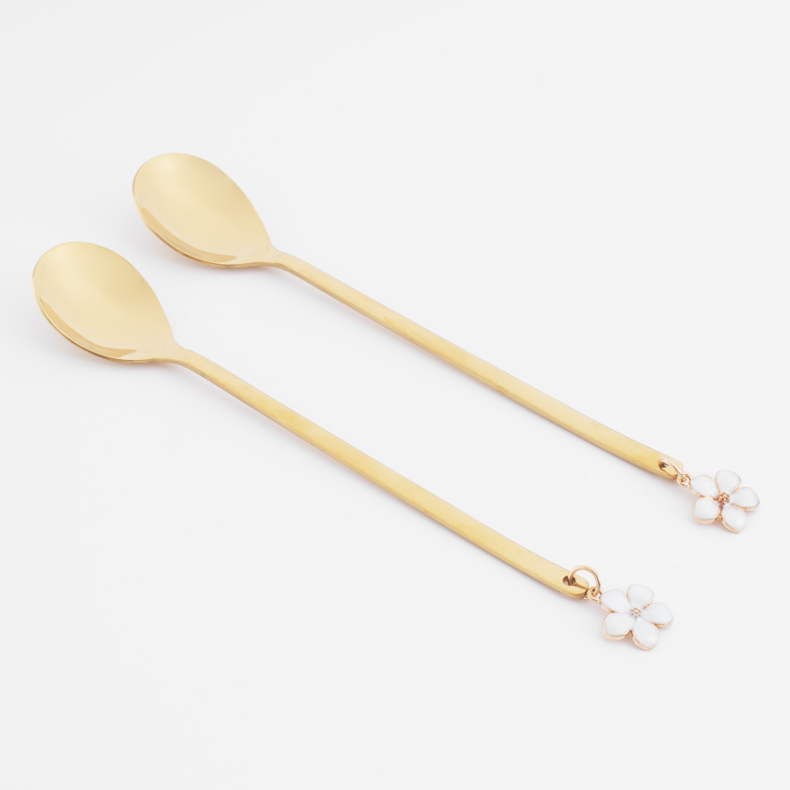 Dessert spoon, 14 cm, 2 pcs, steel, golden, Flower, Bloome, image-0