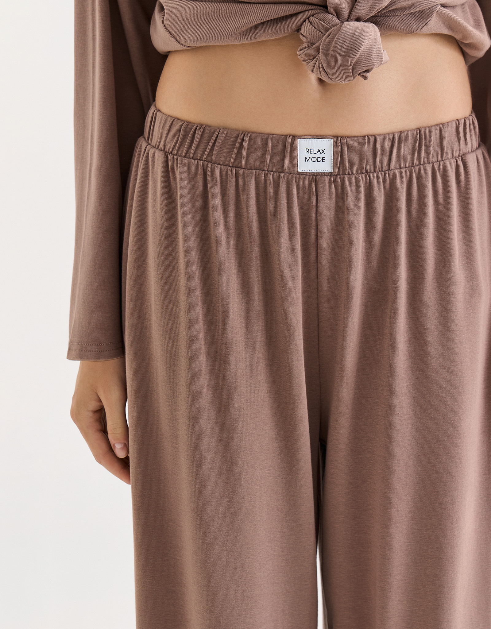 Women's trousers, homewear, size S, cotton / viscose/spandex, beige melange, Wiana, image-3