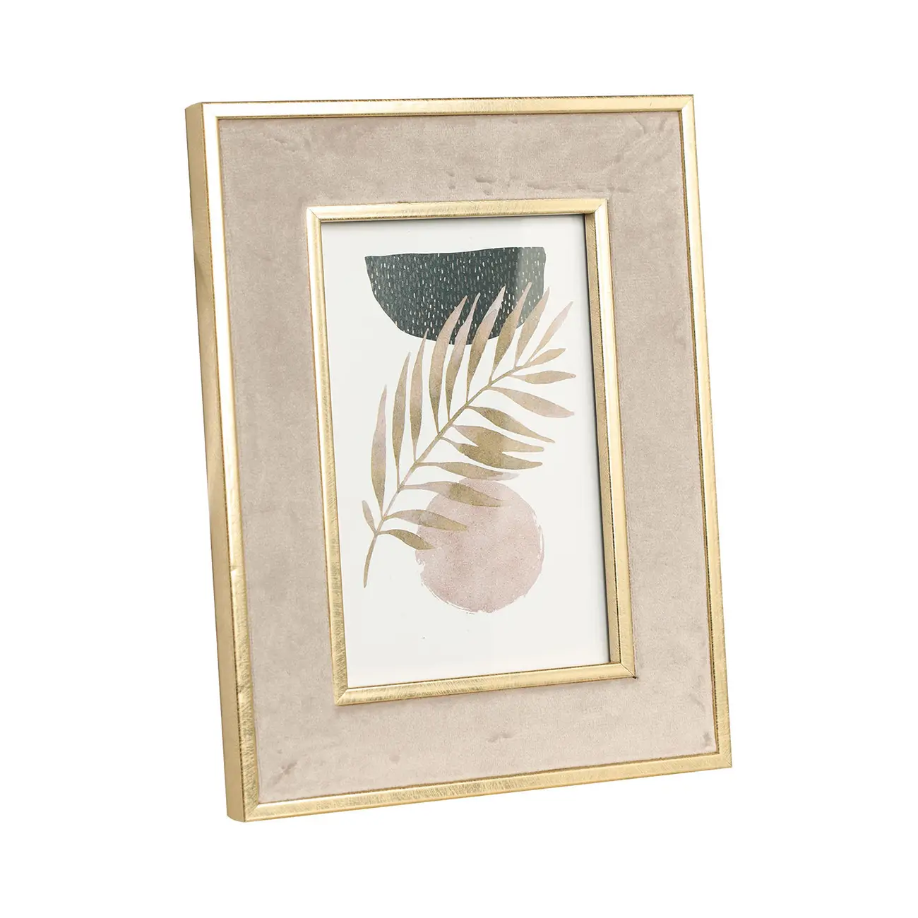 Photo frame, 16x21 cm, with passepartout, plastic / polyester, gray-gold, Branch, Gallery