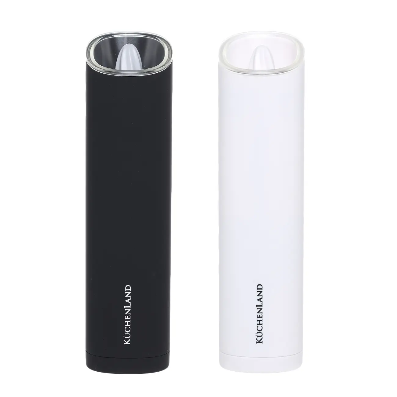 Spice mill, 20 cm, 2 pcs, Gravity, Plastic, LED W, White / Black, B&W, image-0