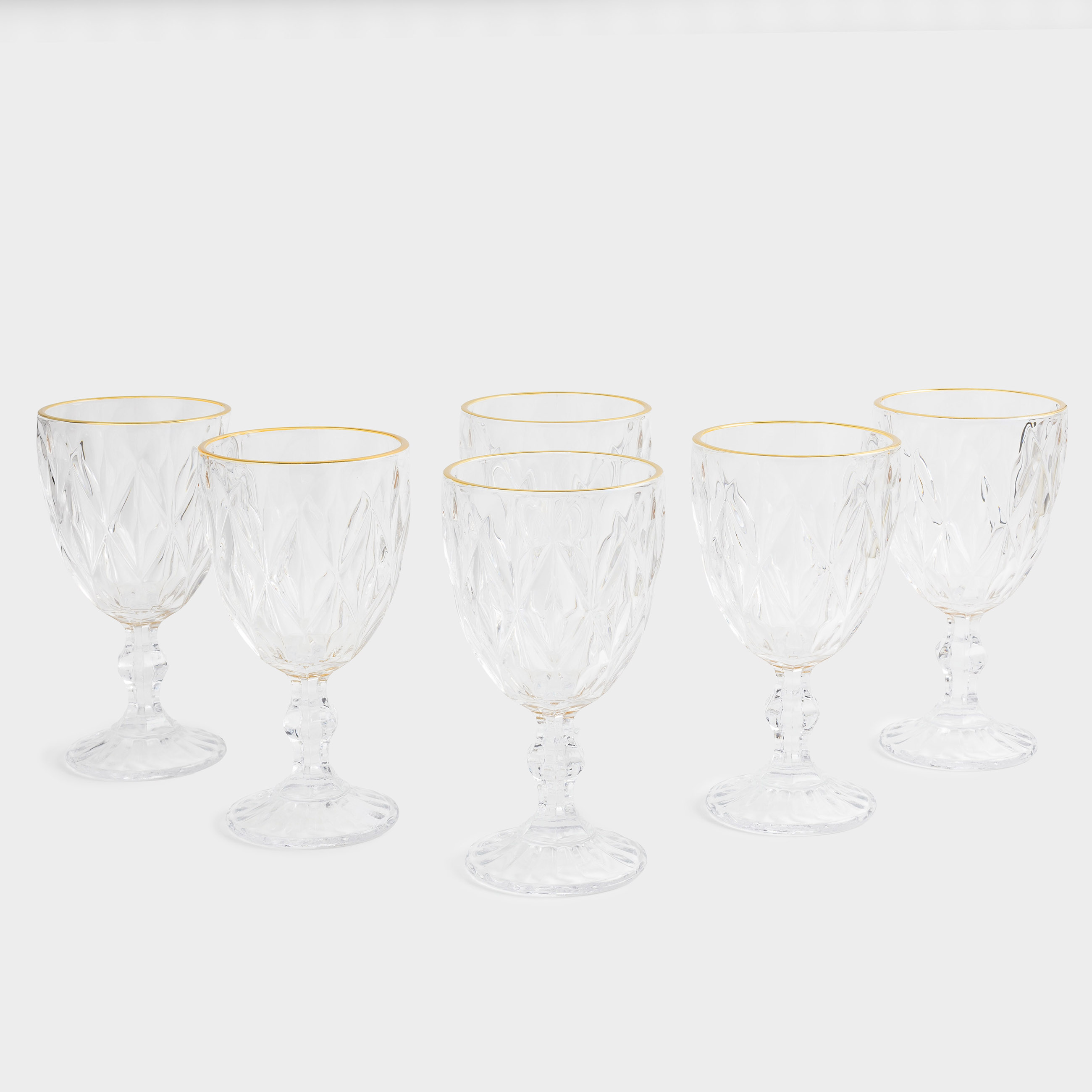 Drinking glass, 300 ml, 6 pcs, glass R, with golden edging, Rhomb gold, image-0