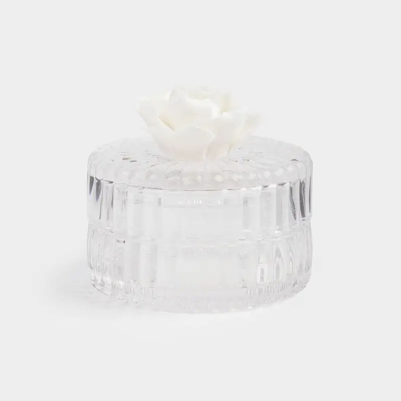 Storage container, 8x9 cm 150 ml, glass / porcelain P, Flower, Rose ,image-0