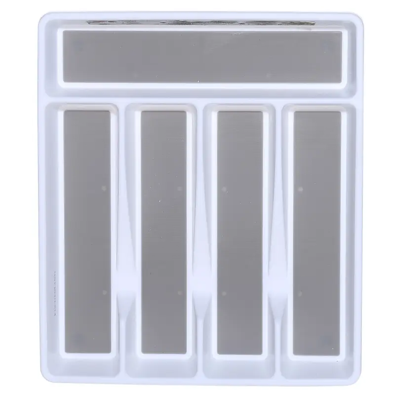 Cutlery tray, 33x29 cm, 5 otd, plastic / rubber, white-grey, Non-slip ,image-0