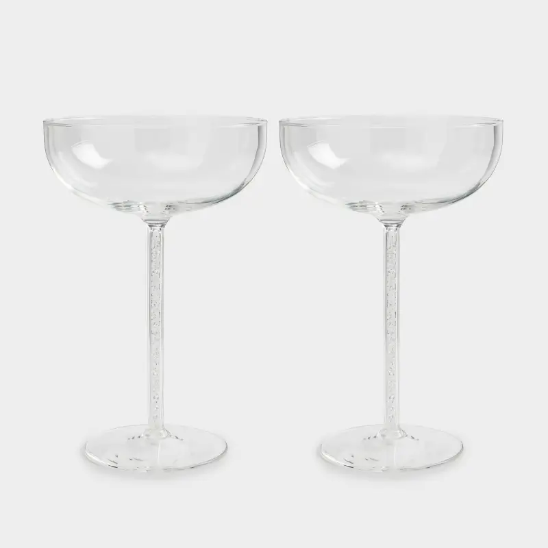 Drinking coupe glass, 300 ml, 2 pcs, glass / rhinestones, Crystal ,image-0