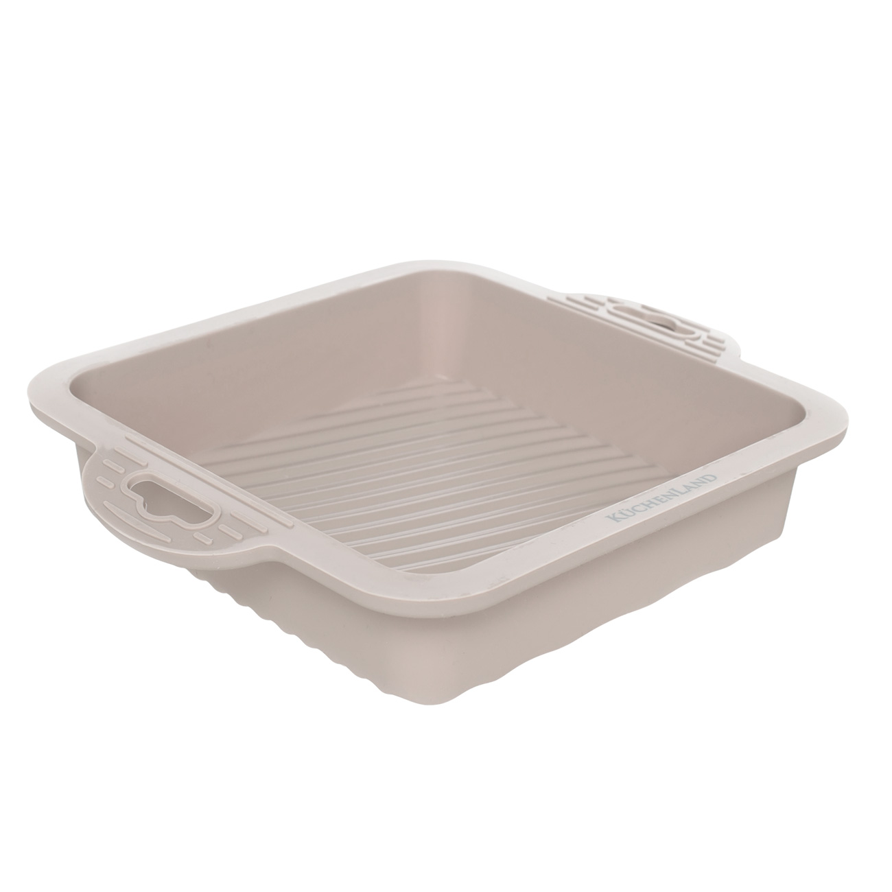 Baking dish, 22x18 cm, with handles, silicone, square, gray-brown, Bakery, image-1