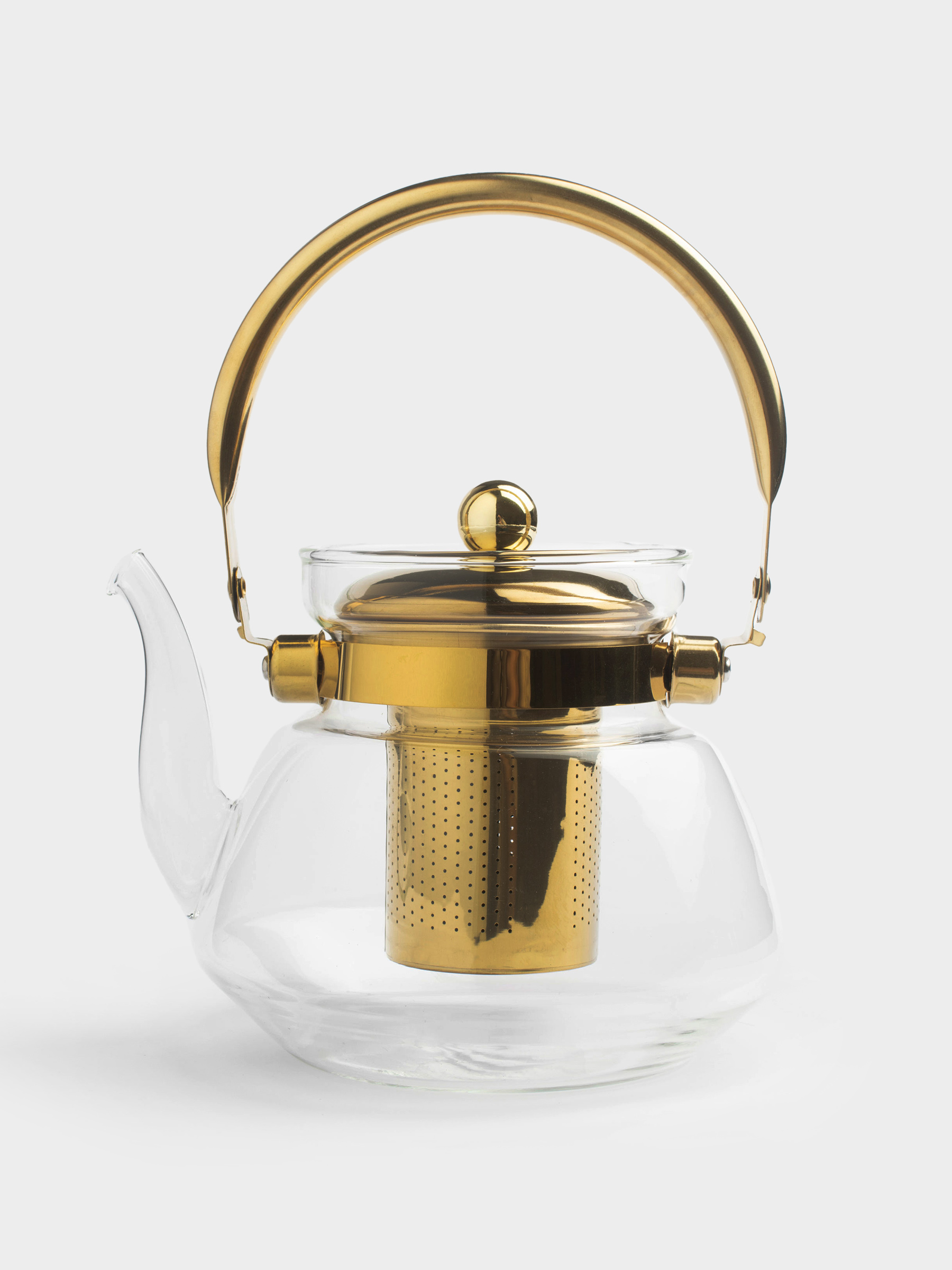 Teapot, 1,3 l, B/steel glass, golden, Classic gold, image-1