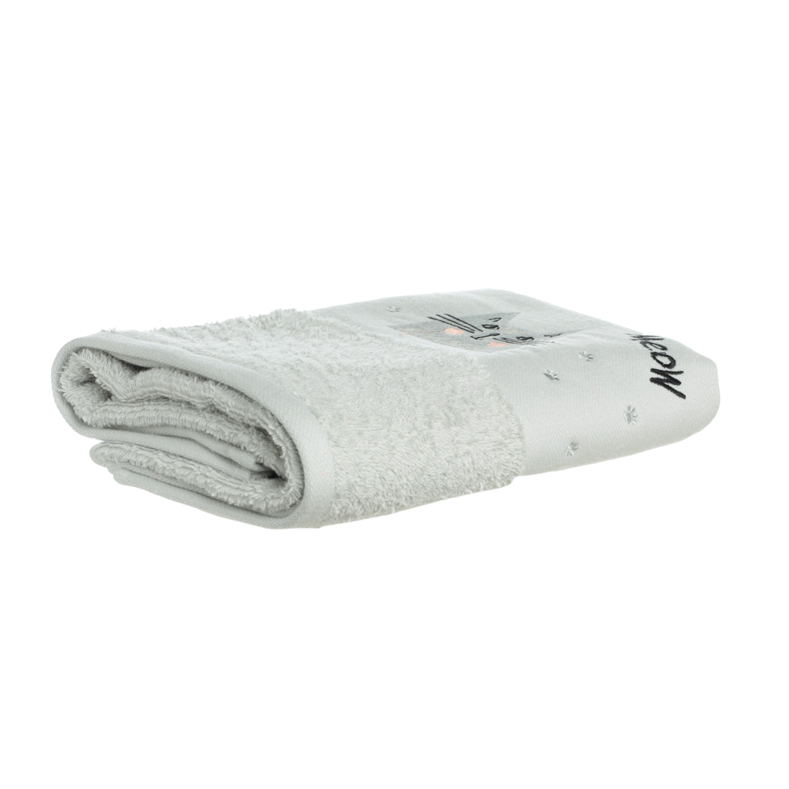 Baby towel, 50x90 cm, cotton, light grey, Cat, Grey cat