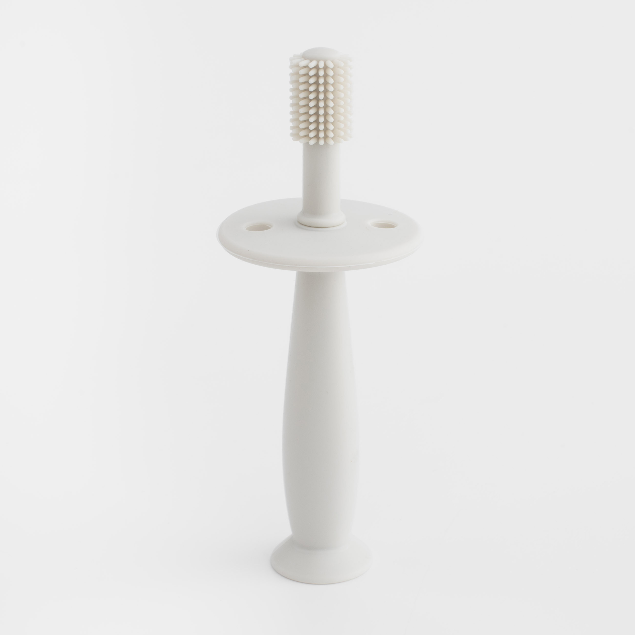 Dental brush with limiter, children's, 12 cm, silicone, beige, Kiddy, image-0