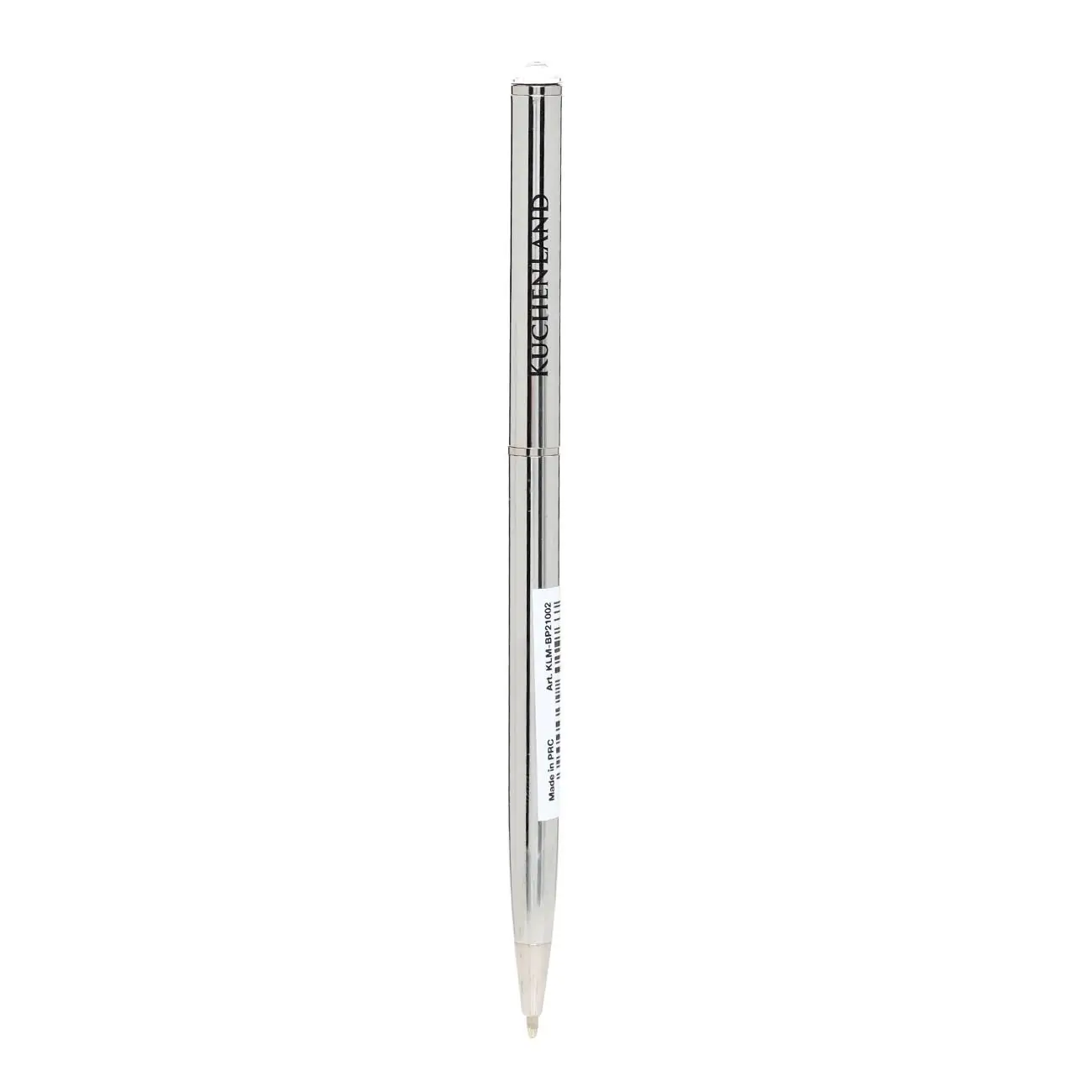 Ballpoint pen, 13 cm, with crystal, metal, silver, Draw, image-0