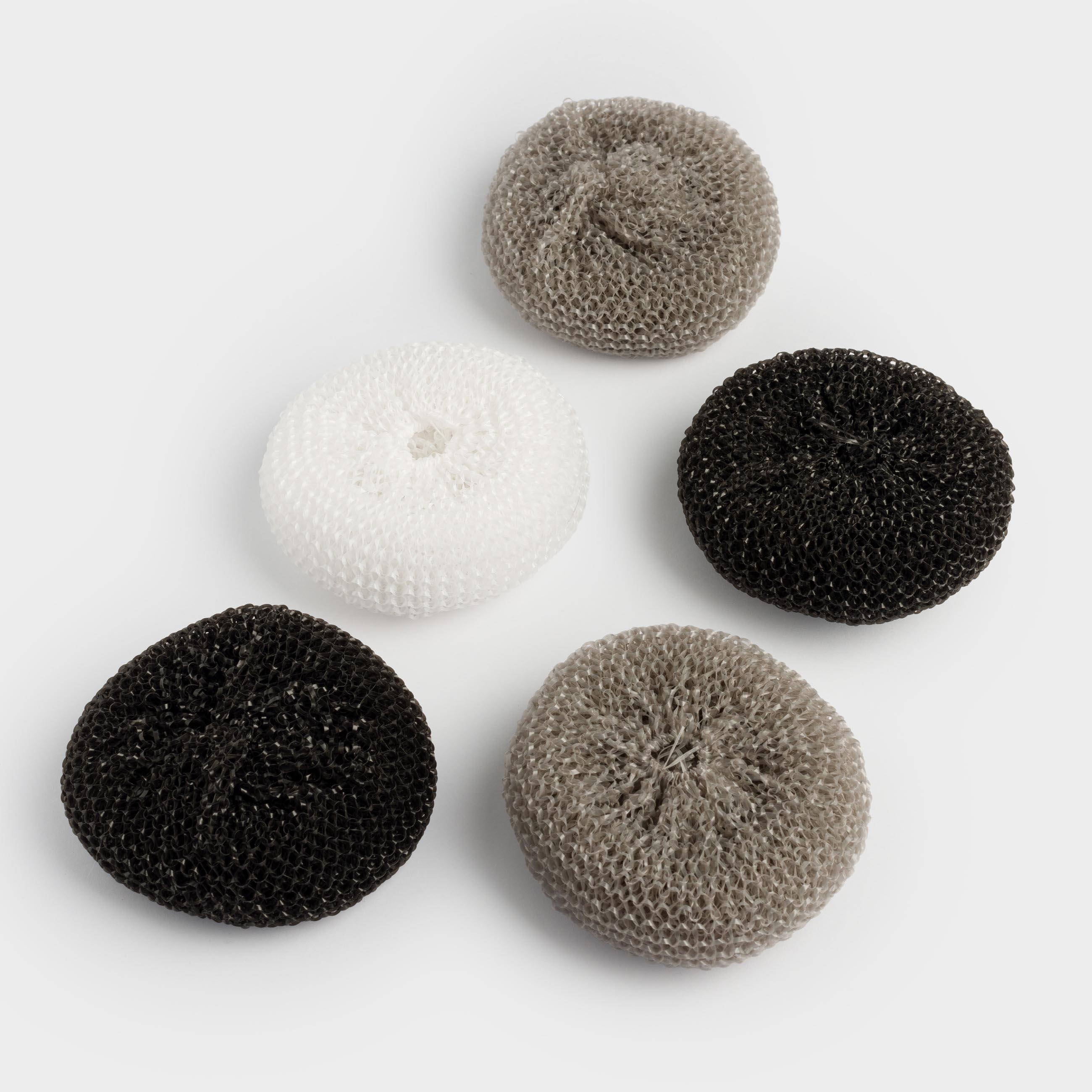 Cleaning sponge, 8 cm, 5 pcs, polypropylene, black/grey / white, Black clean