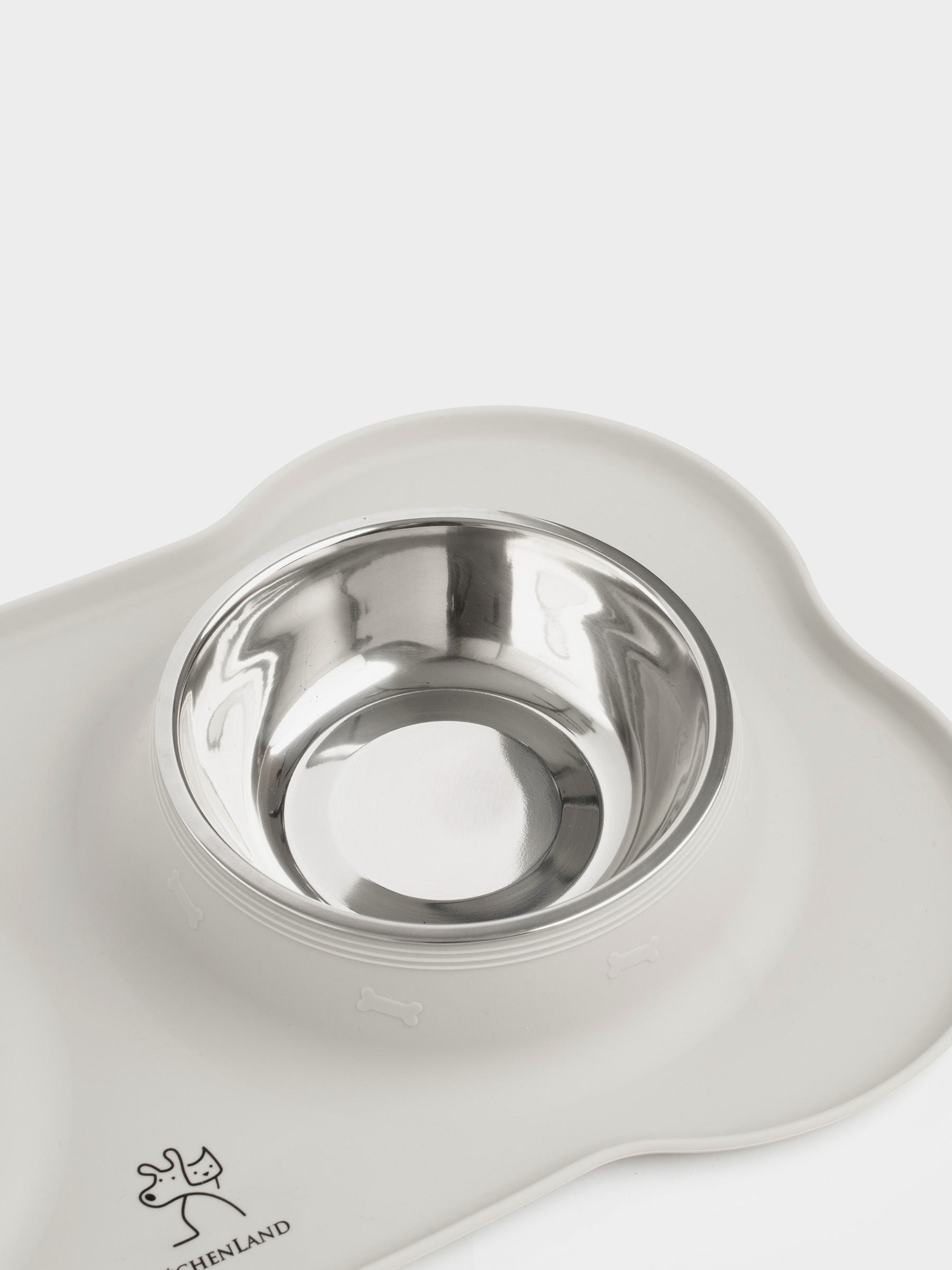 Pet bowl, 44x26 cm, 370 ml, double, on stand, steel / silicone, gray, Favorite pet, image-4