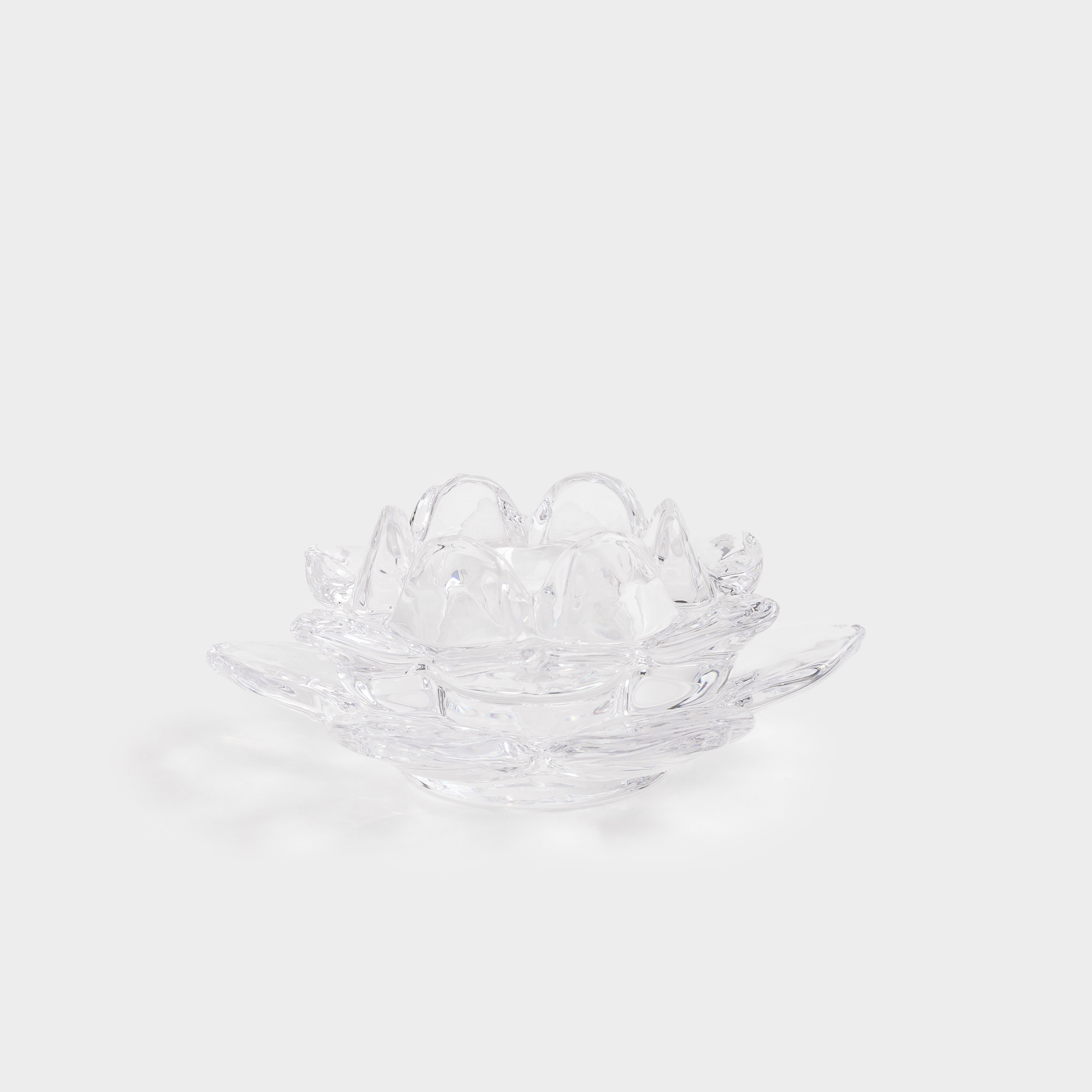 Candlestick, 12 cm, for tea / thin candle, glass, Lotus, Lotus