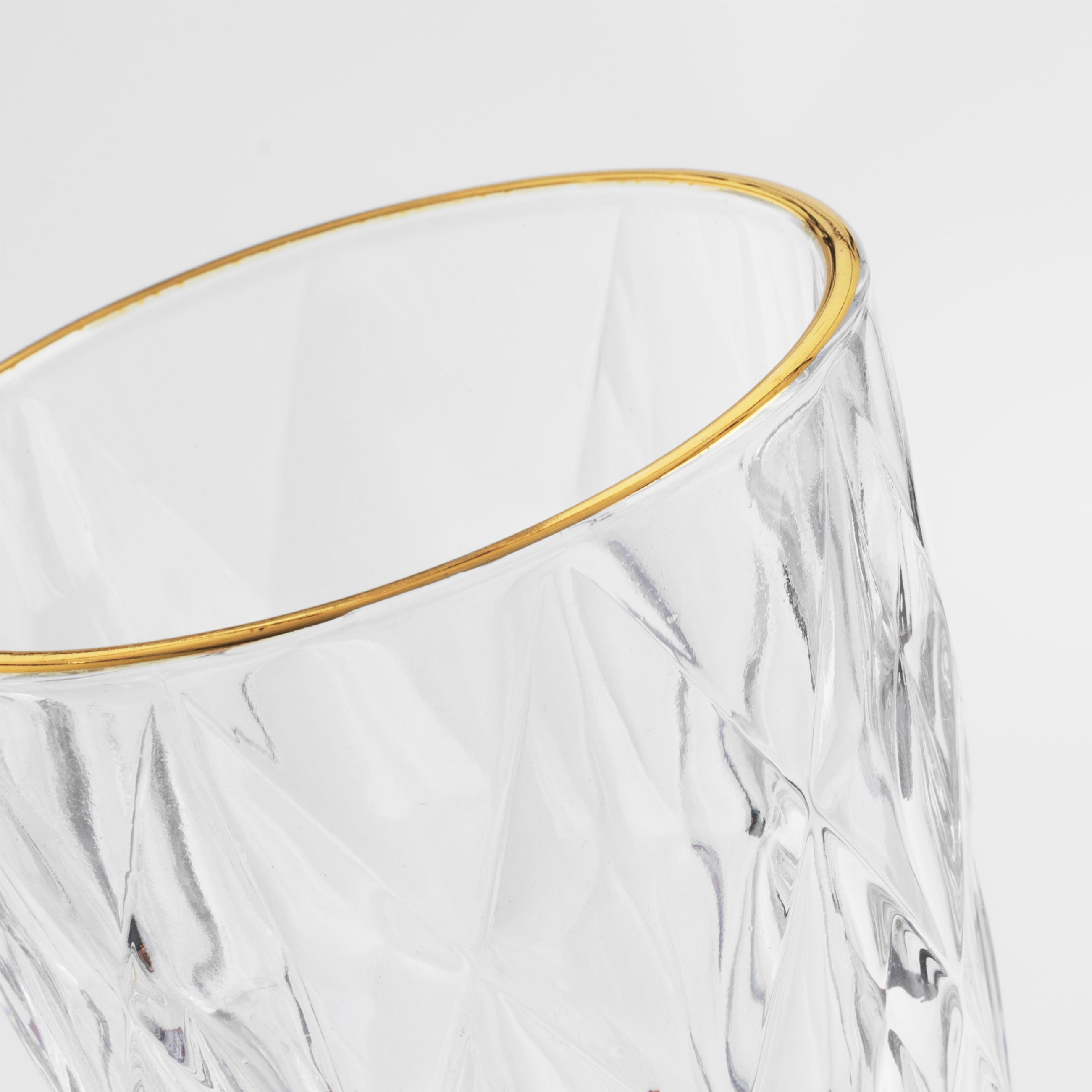 Glass, 10 cm, 270 ml, 6 pcs, glass R, with golden edging, Rhomb gold
